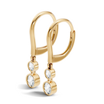 yellow Gold lever back lab grown diamond earring with rounded geometric drop design