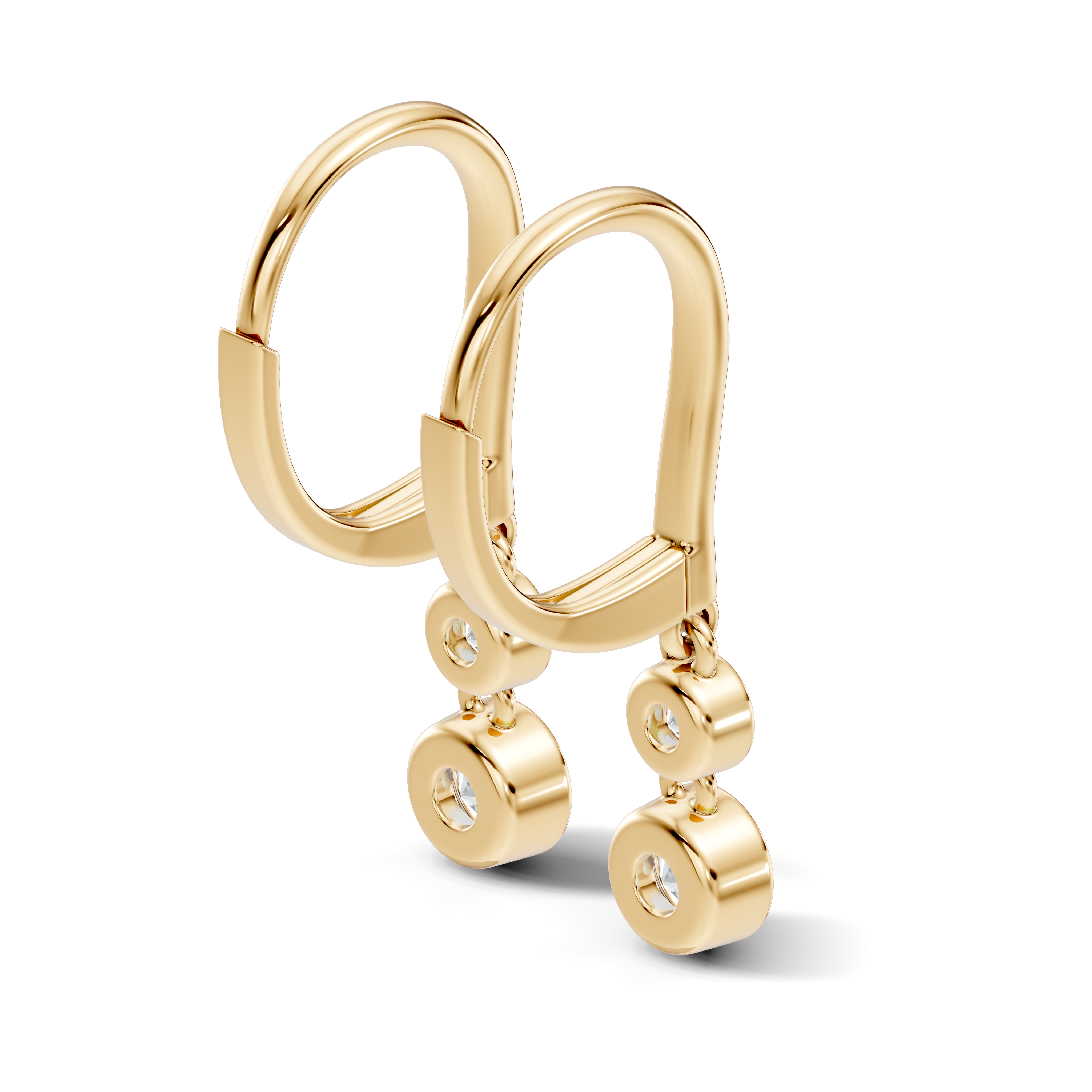 Elegant yellow gold drop lab grown earrings with paired round diamonds 