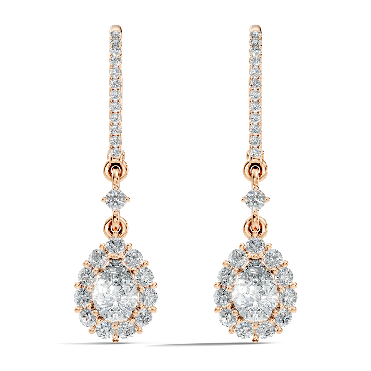 Gold 2Ct Halo Drop Pear Lab Grown Diamond Celeste Earring