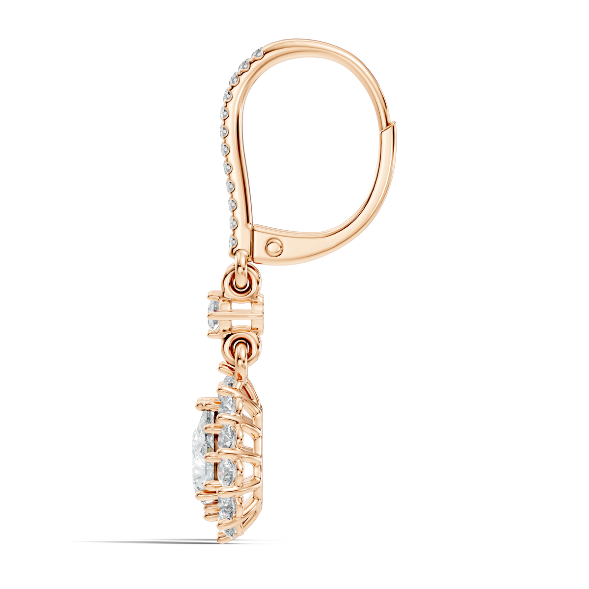 Gold 2Ct Halo Drop Pear Lab Grown Diamond Celeste Earring
