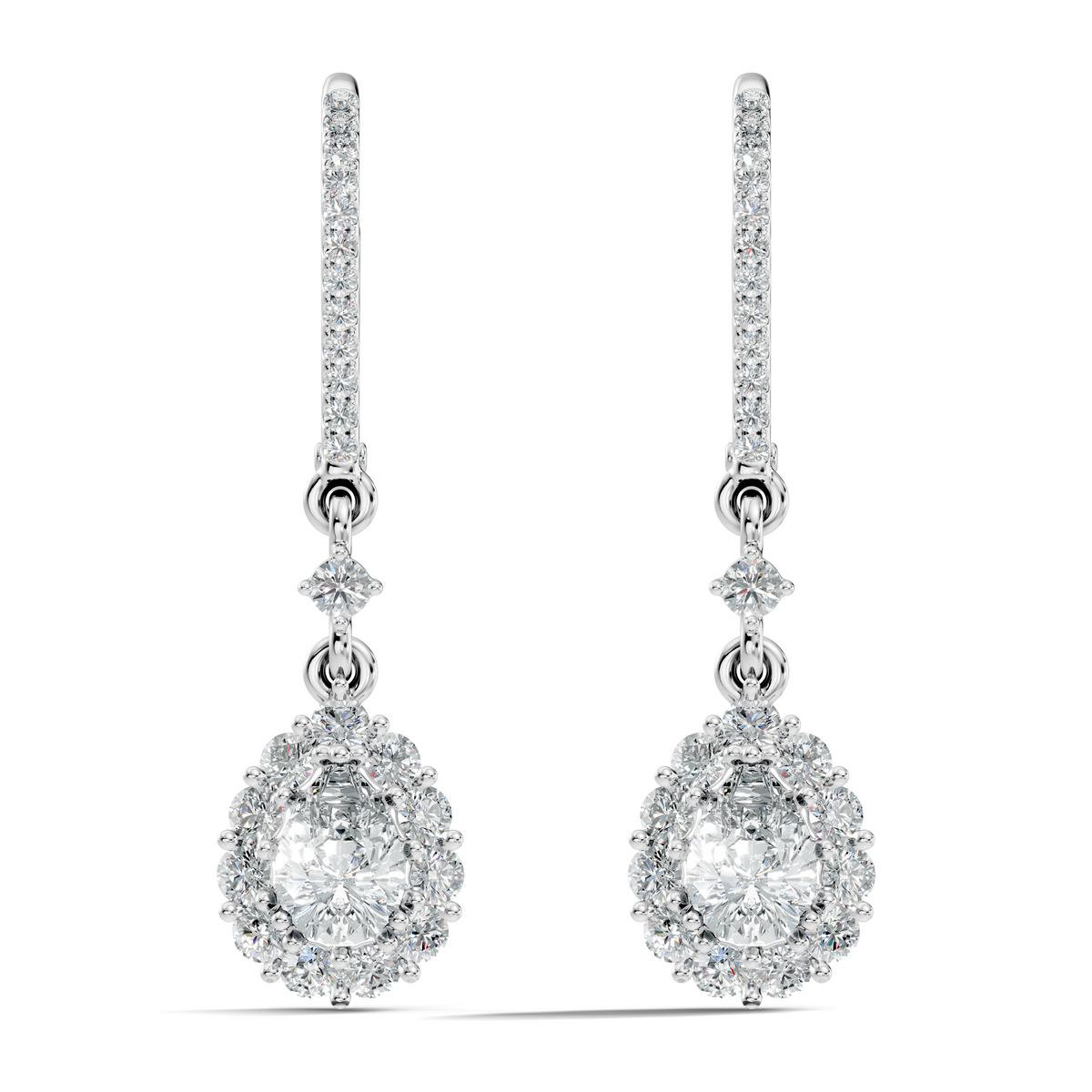 Gold 2Ct Halo Drop Pear Lab Grown Diamond Celeste Earring