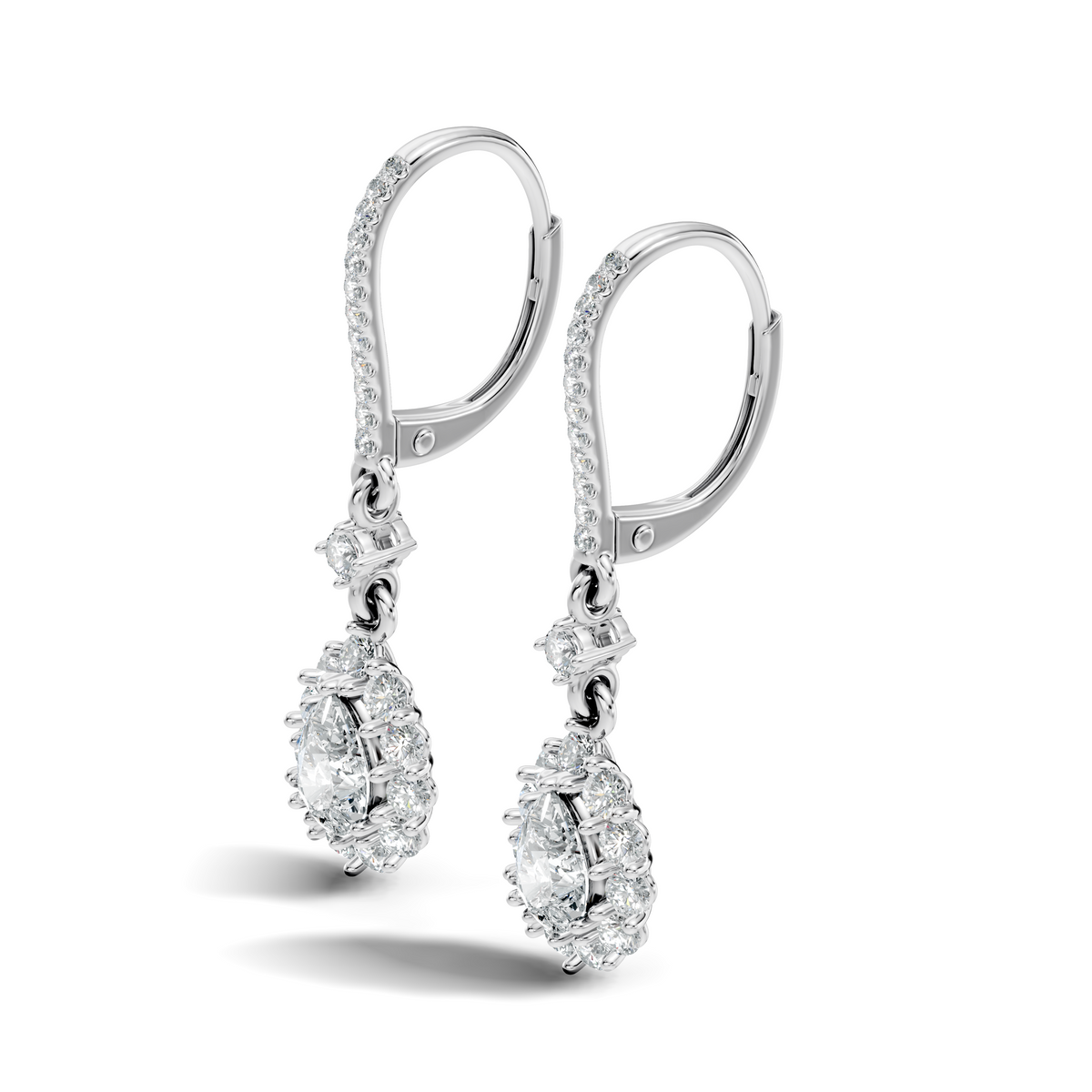 Gold 2Ct Halo Drop Pear Lab Grown Diamond Celeste Earring
