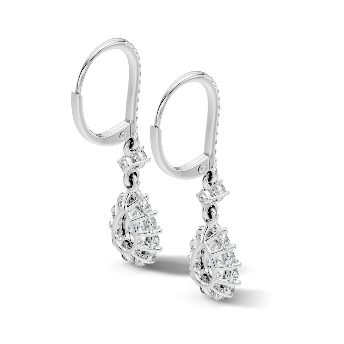 Gold 2Ct Halo Drop Pear Lab Grown Diamond Celeste Earring