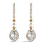 Gold 2Ct Halo Drop Pear Lab Grown Diamond Celeste Earring