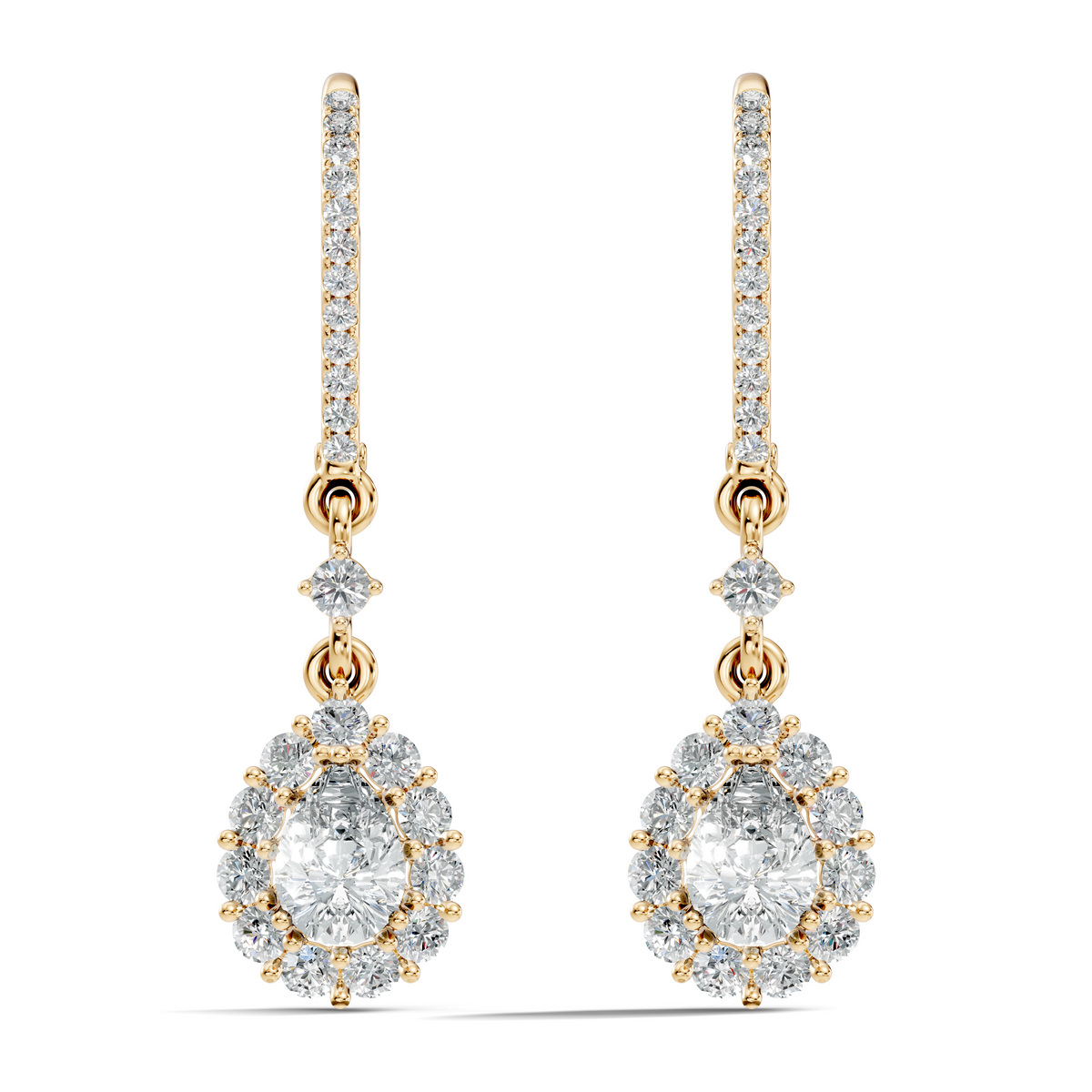 Gold 2Ct Halo Drop Pear Lab Grown Diamond Celeste Earring