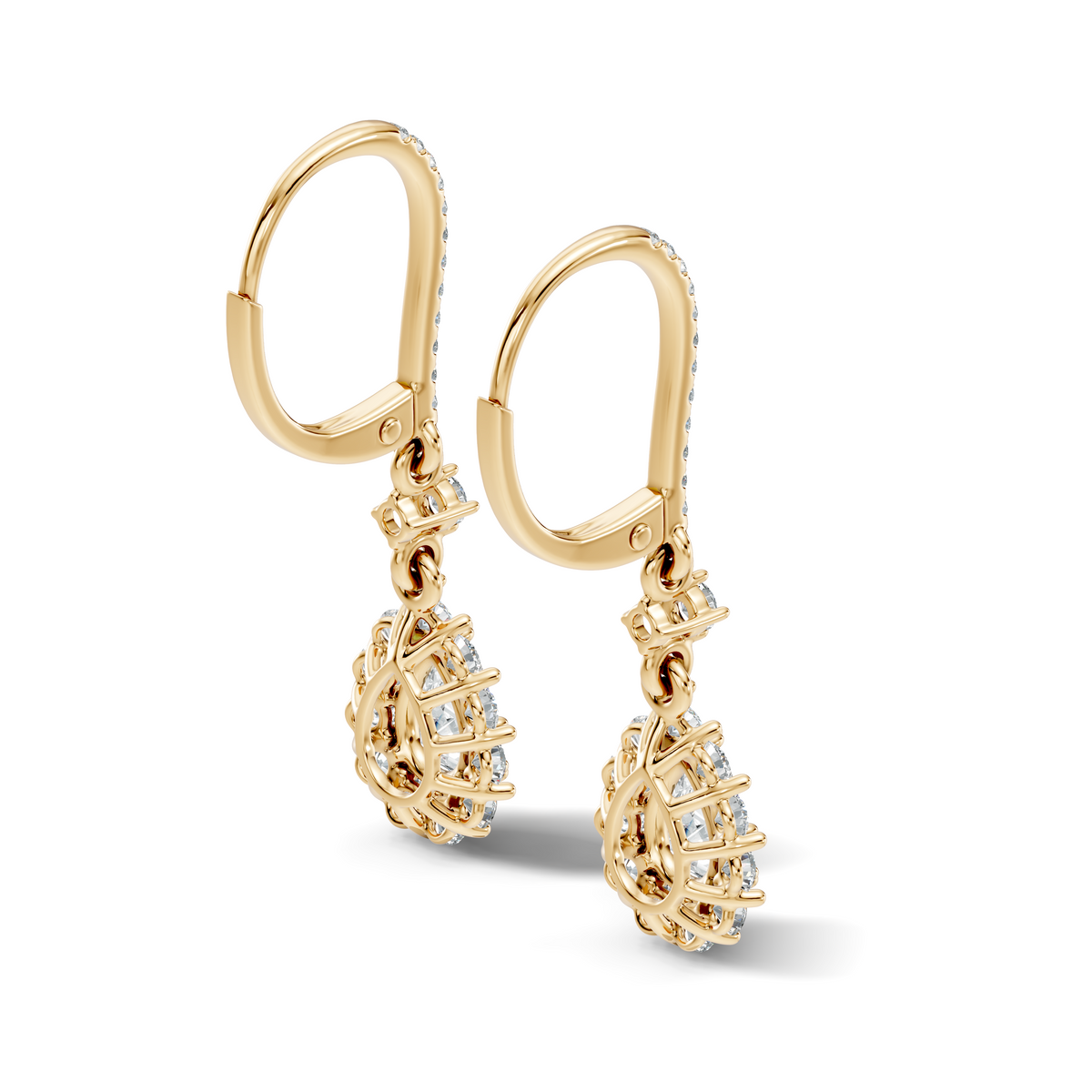 Gold 2Ct Halo Drop Pear Lab Grown Diamond Celeste Earring