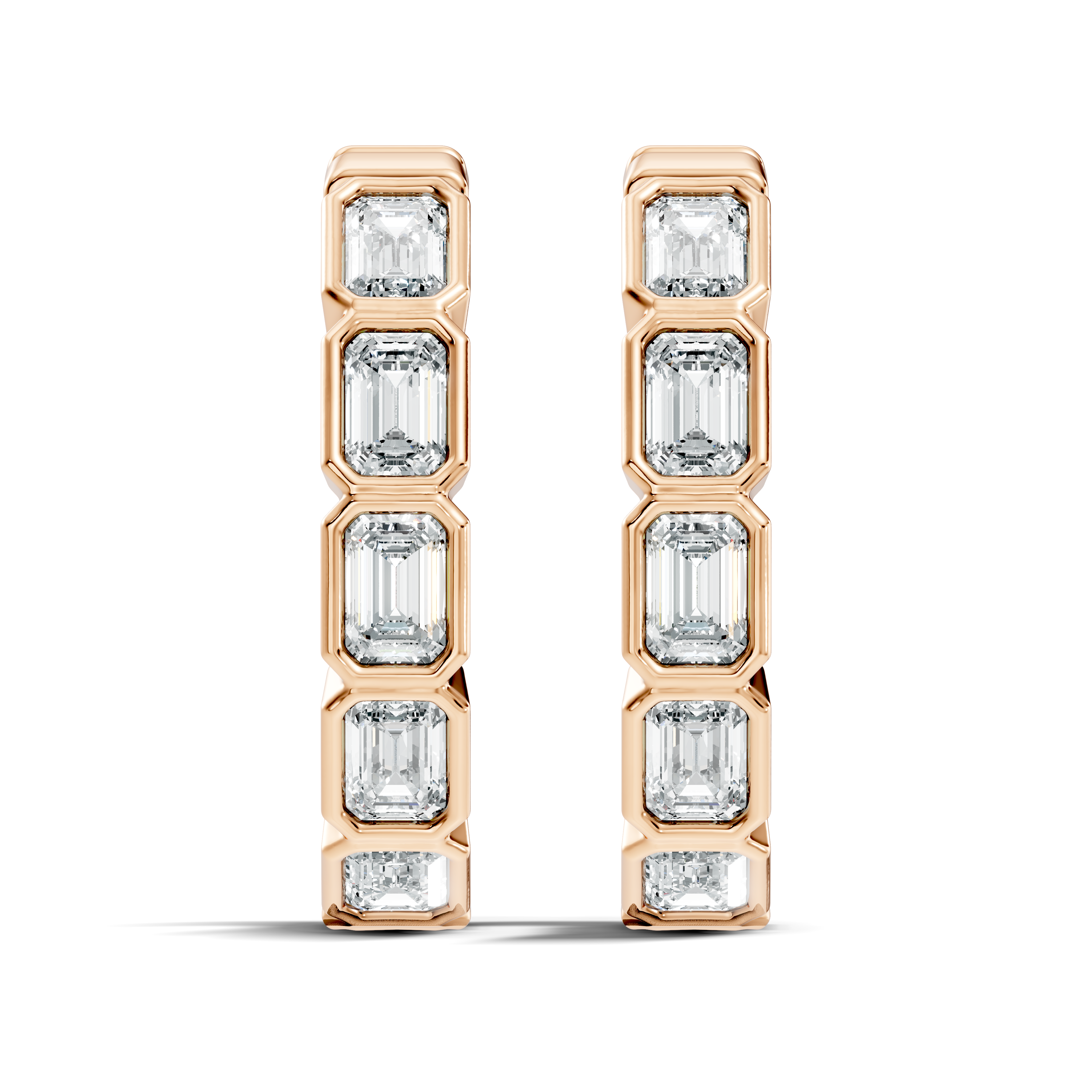 Gold Emerald Bezel Drop Lab Grown Diamond Vylar Earring