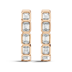 Gold Emerald Bezel Drop Lab Grown Diamond Vylar Earring