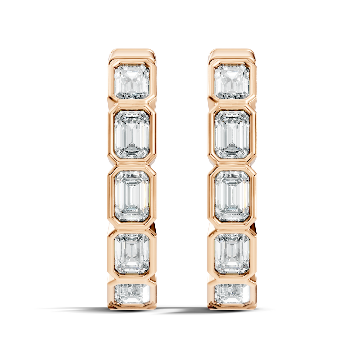 Gold Emerald Bezel Drop Lab Grown Diamond Vylar Earring