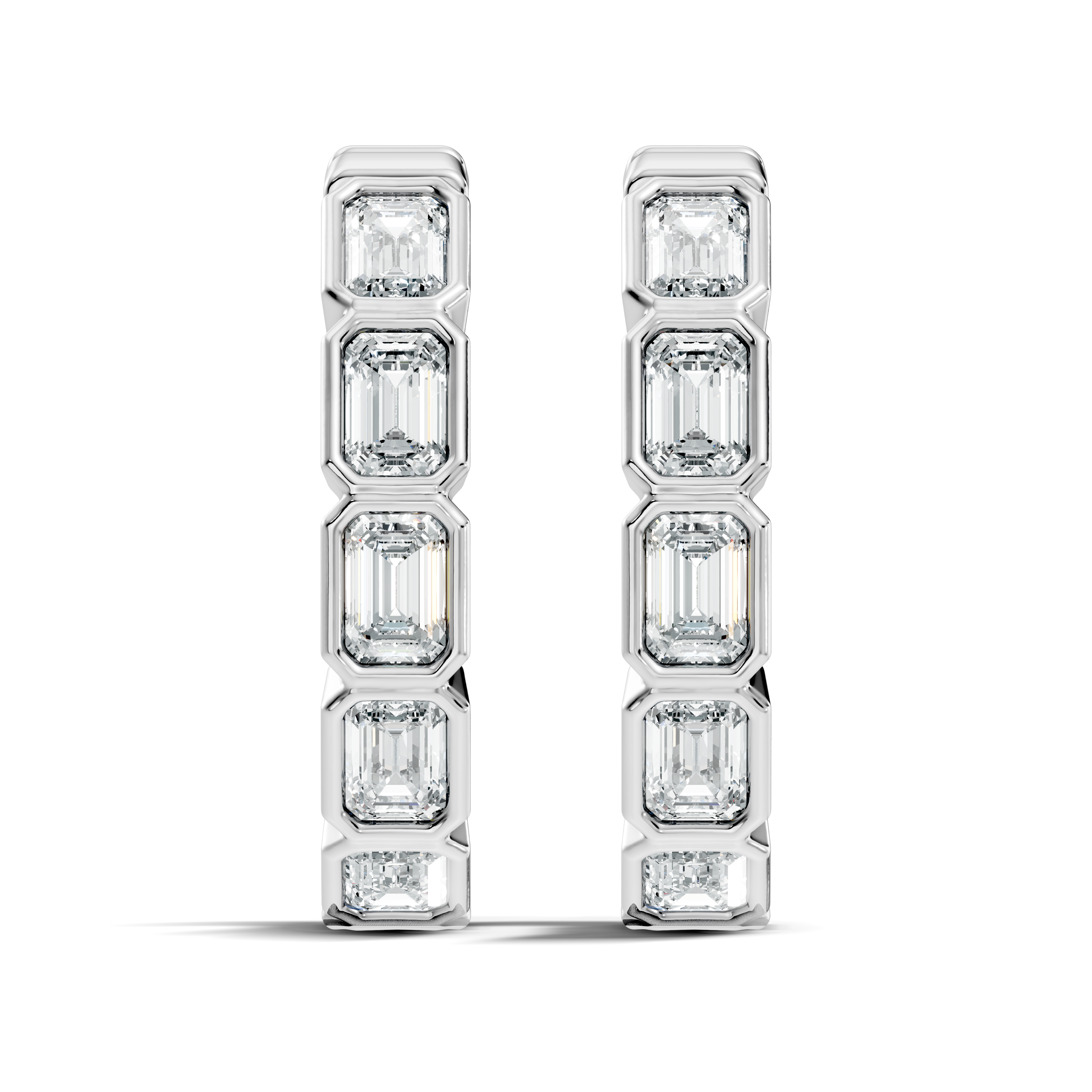 Gold Emerald Bezel Drop Lab Grown Diamond Vylar Earring