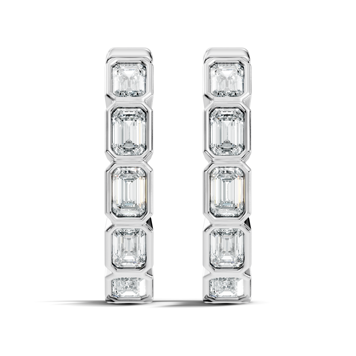 Gold Emerald Bezel Drop Lab Grown Diamond Vylar Earring