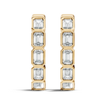 Gold Emerald Bezel Drop Lab Grown Diamond Vylar Earring