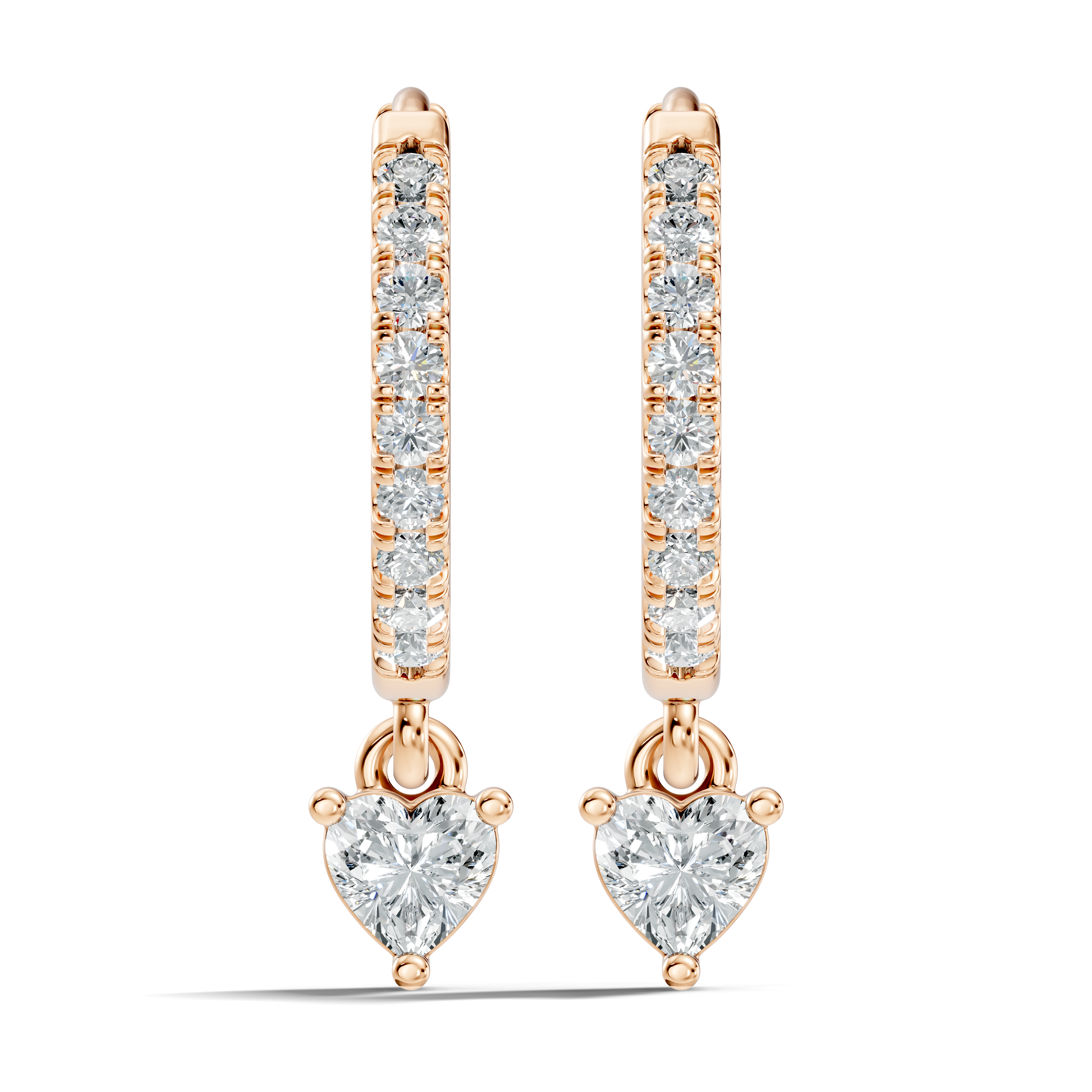 Gold 1Ct Heart Bezel Drop Lab Grown Diamond Xovra Earring