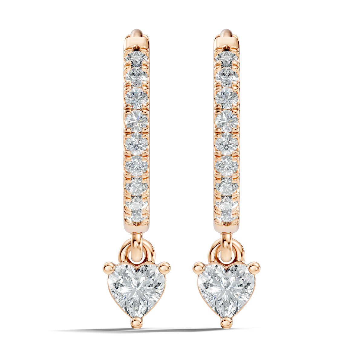 Gold 1Ct Heart Bezel Drop Lab Grown Diamond Xovra Earring