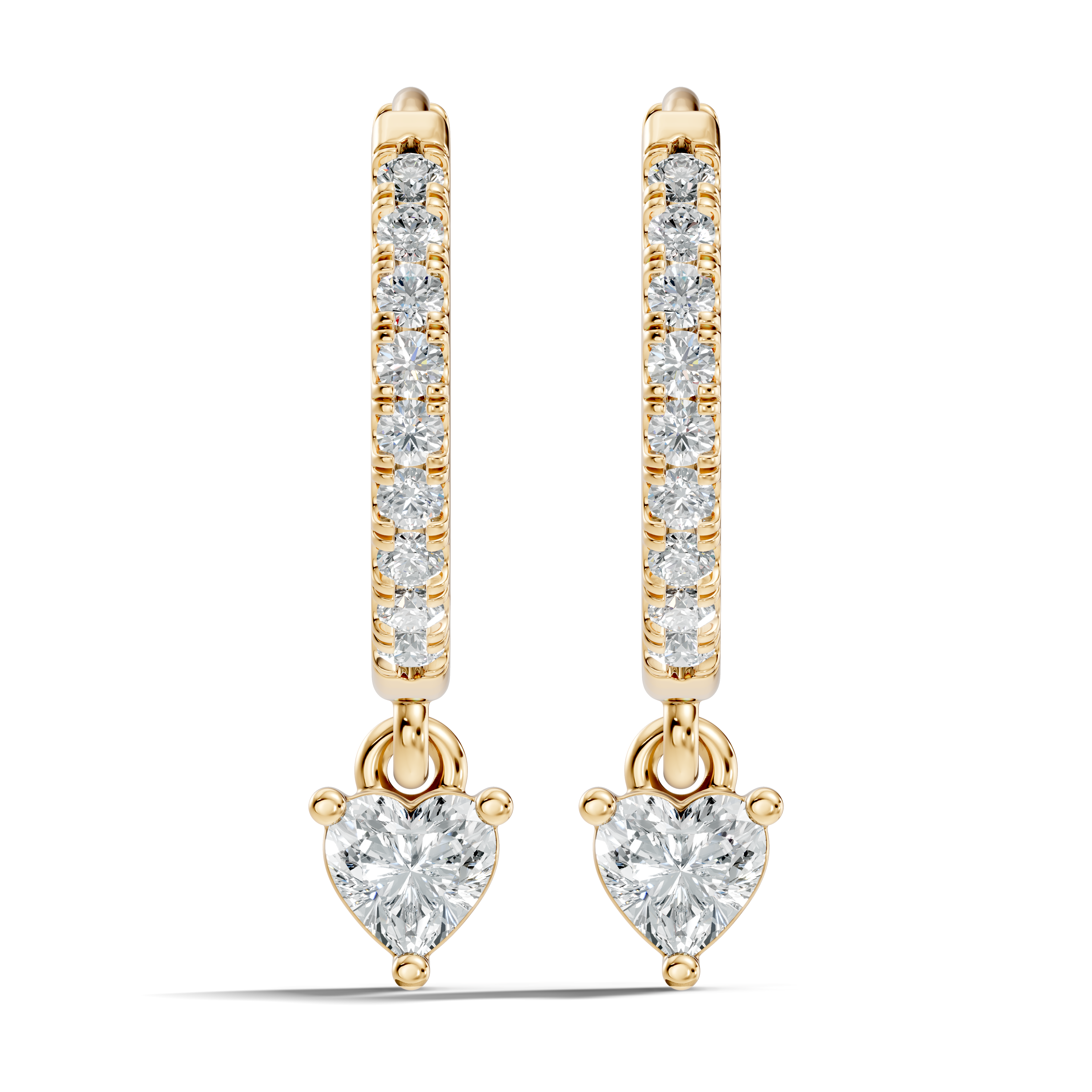 Gold 1Ct Heart Bezel Drop Lab Grown Diamond Xovra Earring