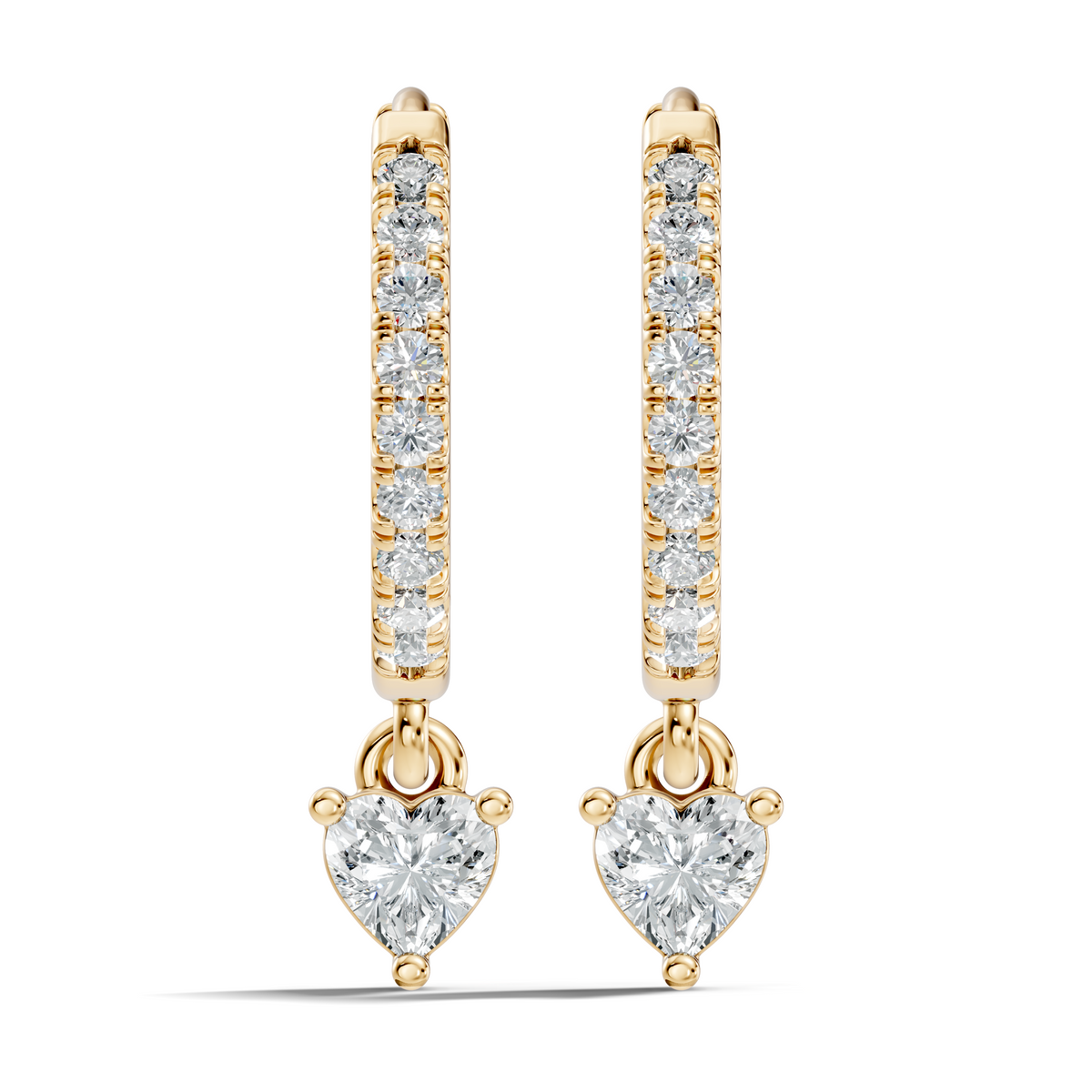 Gold 1Ct Heart Bezel Drop Lab Grown Diamond Xovra Earring