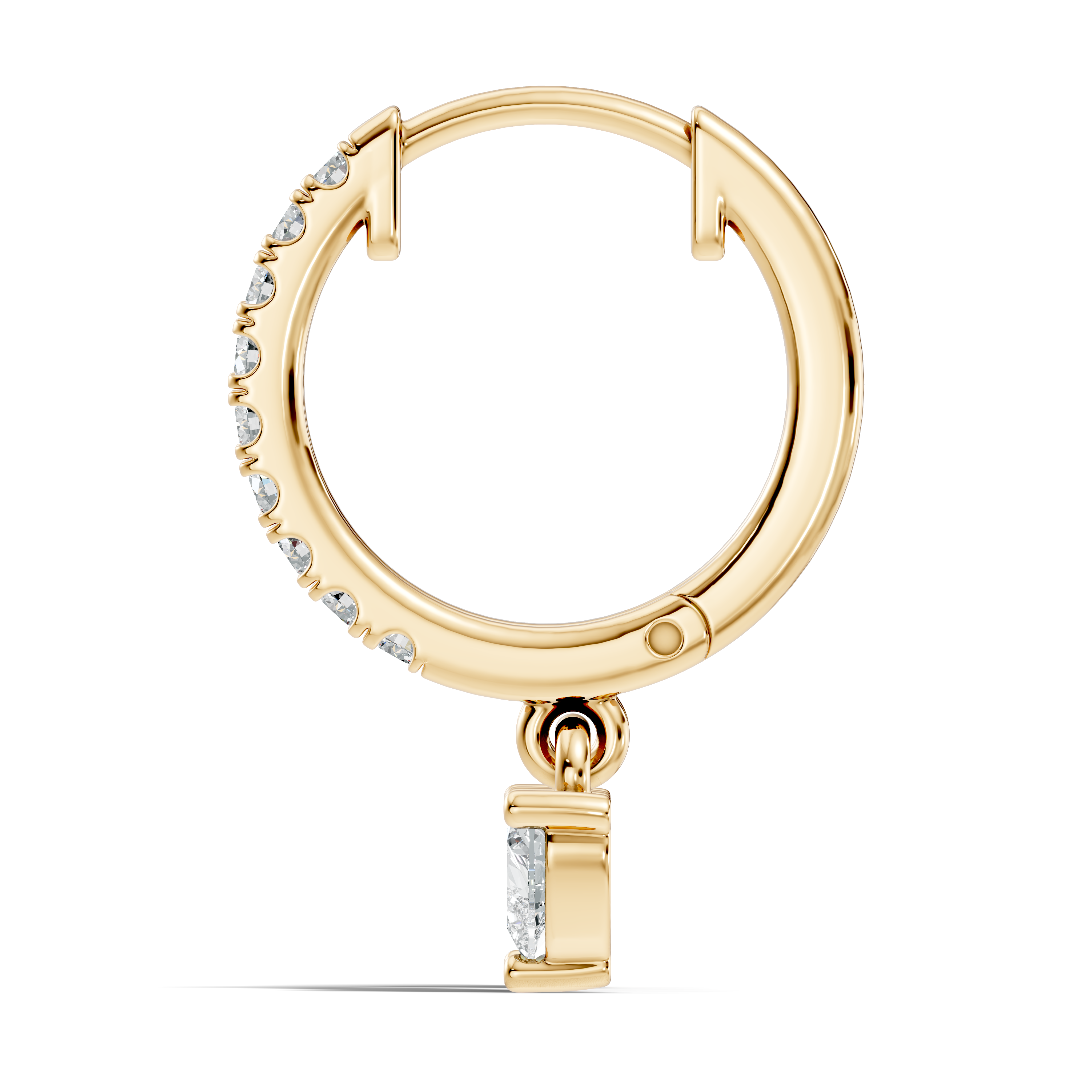 Gold 1Ct Heart Bezel Drop Lab Grown Diamond Xovra Earring