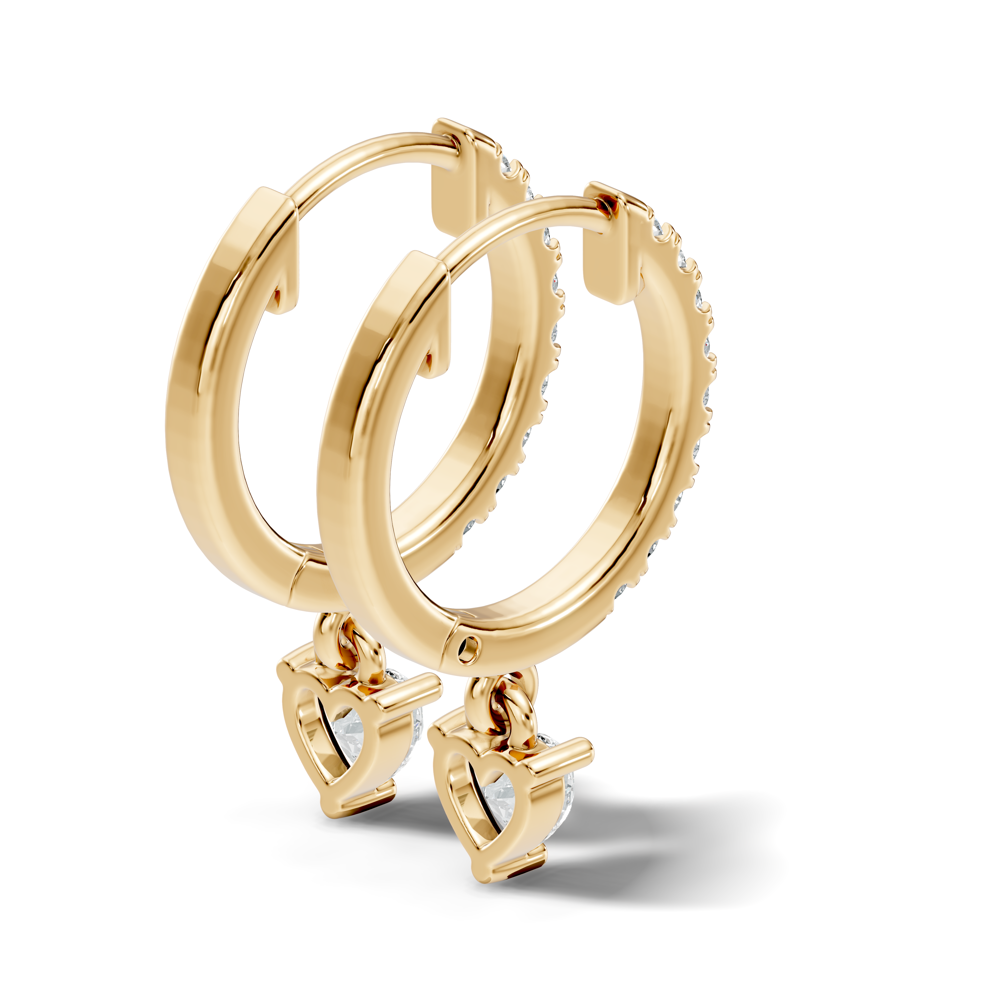 Gold 1Ct Heart Bezel Drop Lab Grown Diamond Xovra Earring