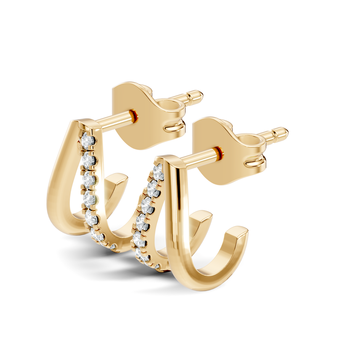 Gold Round Pave Huggie Lab Grown Diamond Zyrix Earring