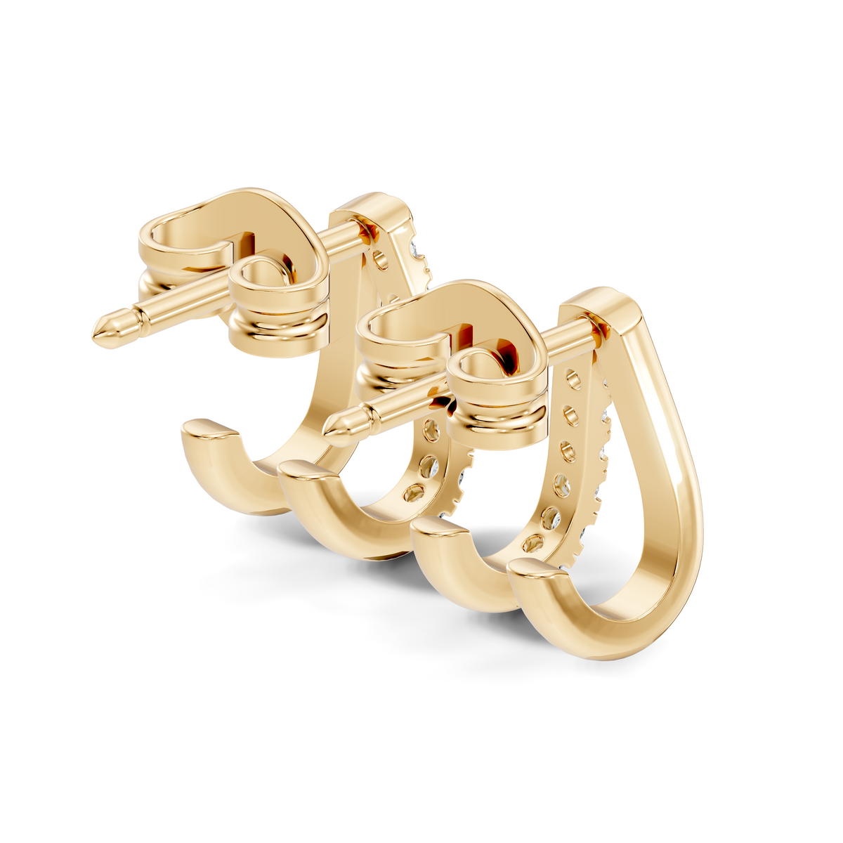 Gold Round Pave Huggie Lab Grown Diamond Zyrix Earring