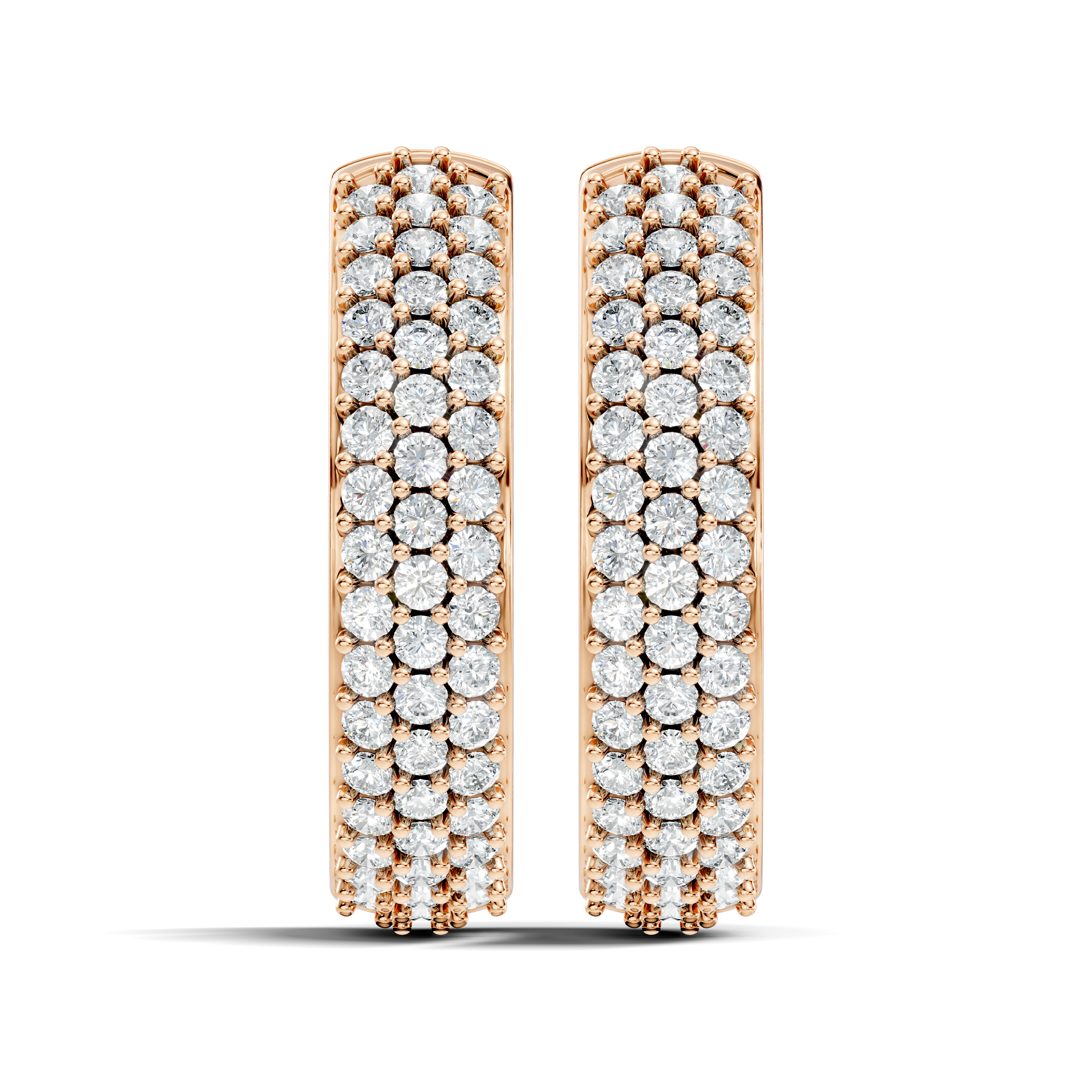 Gold Round Pave Hoop Lab Grown Diamond Belor Earring