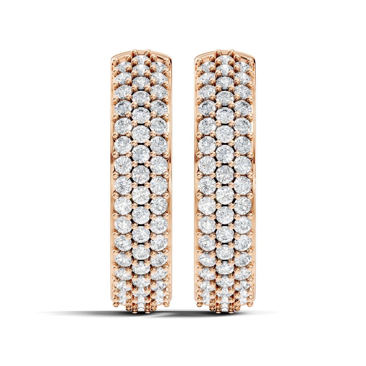 Gold Round Pave Hoop Lab Grown Diamond Belor Earring