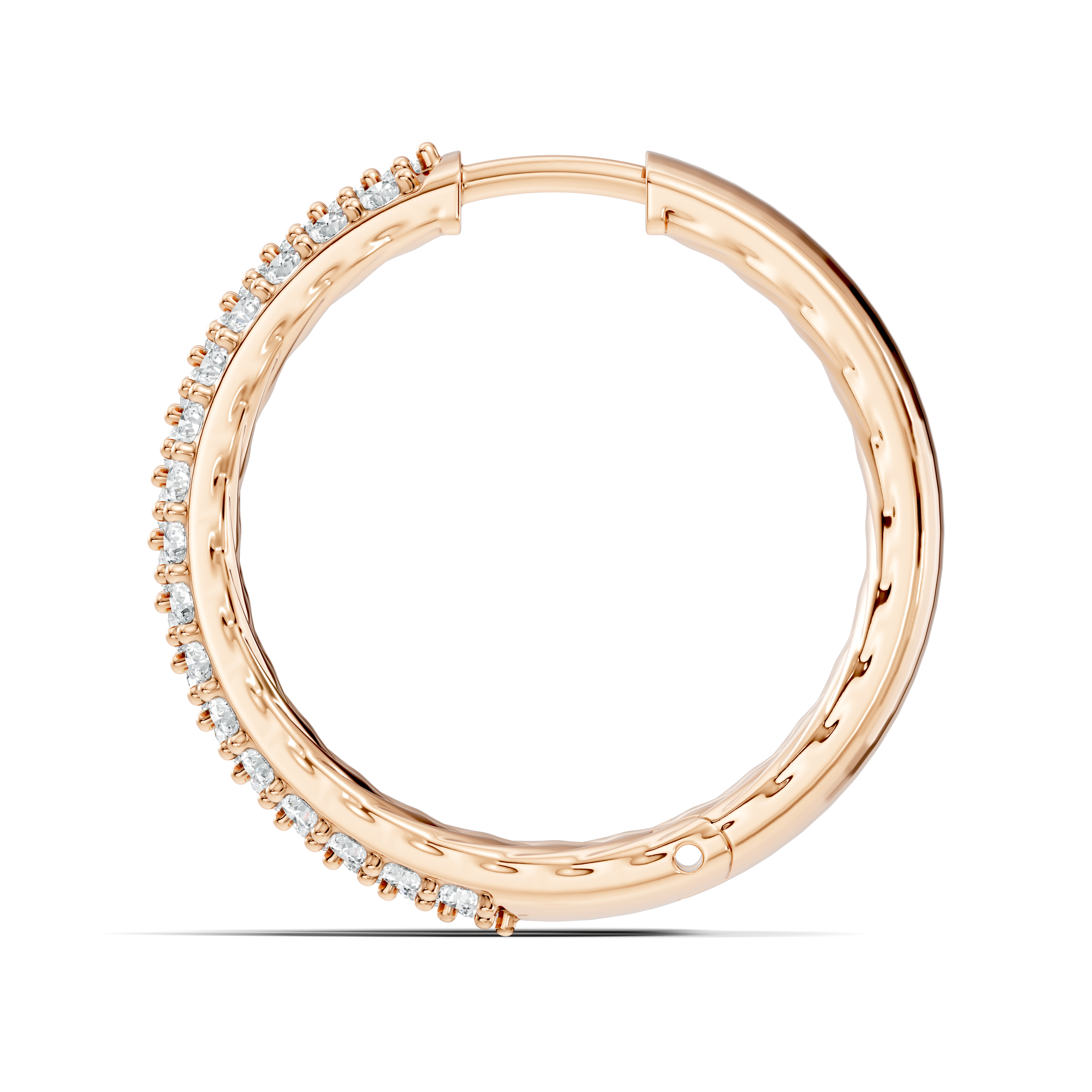 Gold Round Pave Hoop Lab Grown Diamond Belor Earring