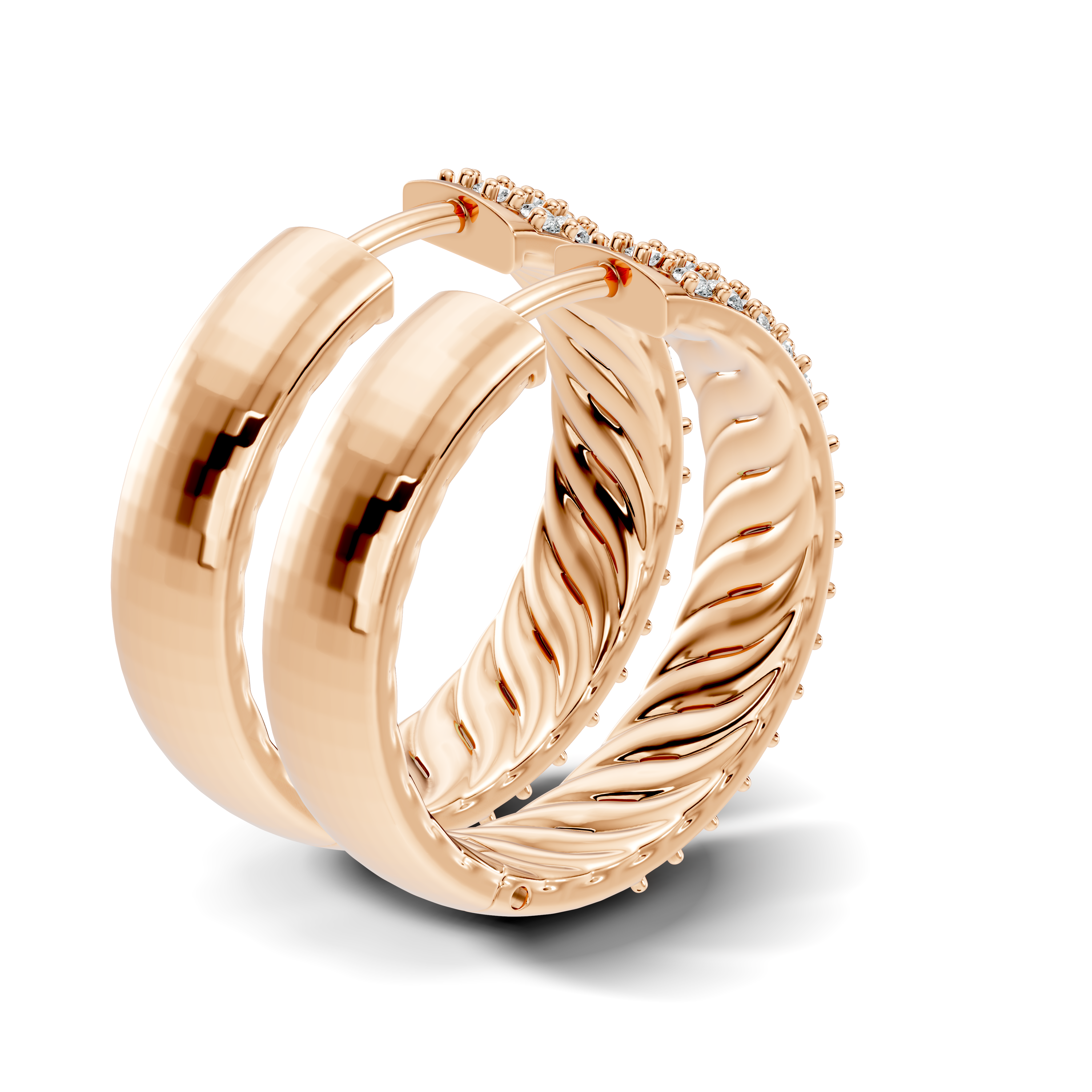 Gold Round Pave Hoop Lab Grown Diamond Belor Earring