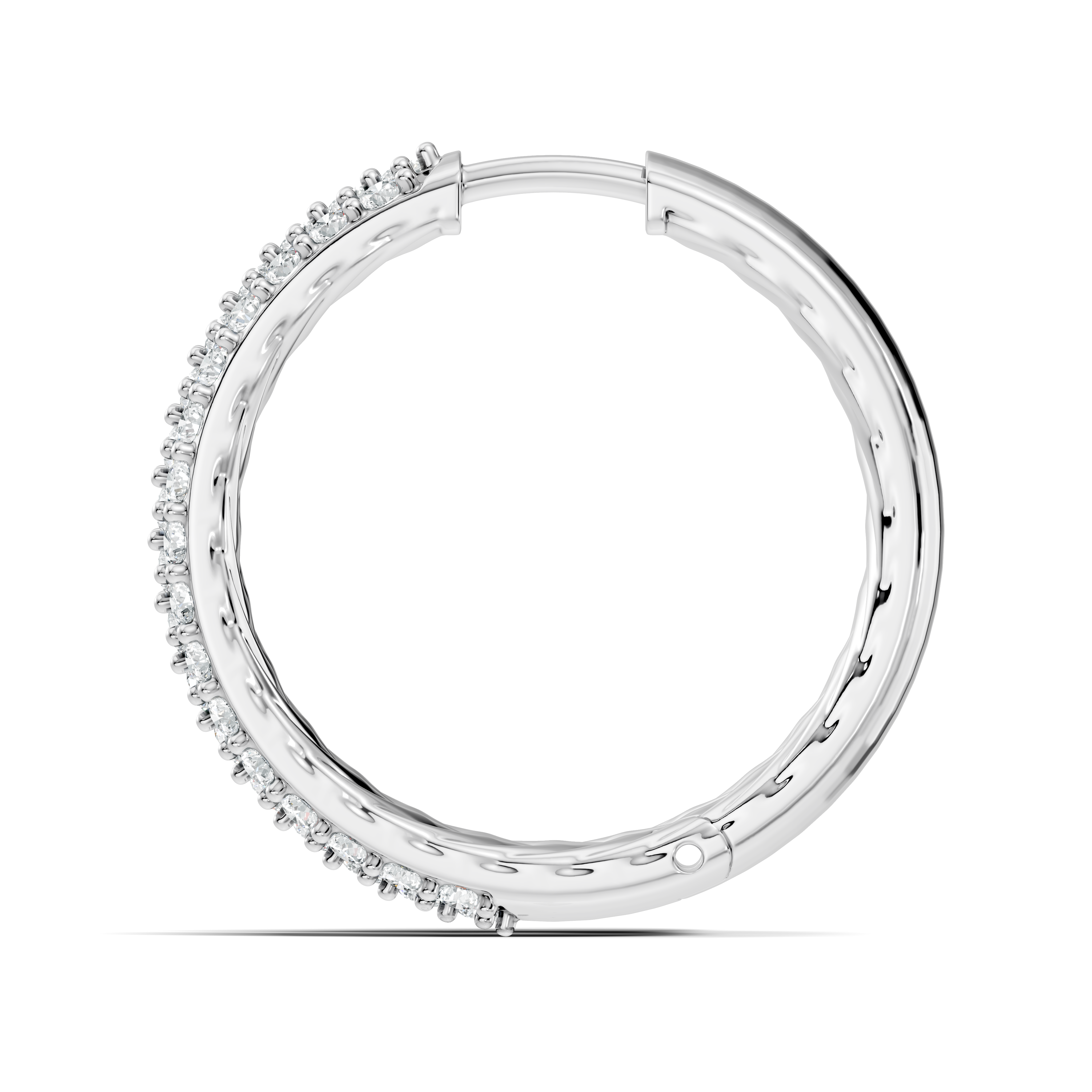 Gold Round Pave Hoop Lab Grown Diamond Belor Earring