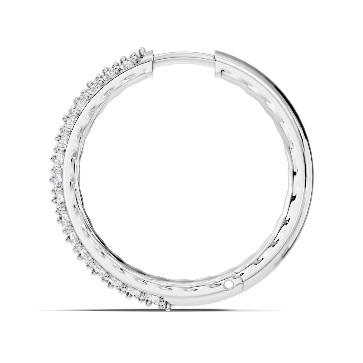 Gold Round Pave Hoop Lab Grown Diamond Belor Earring
