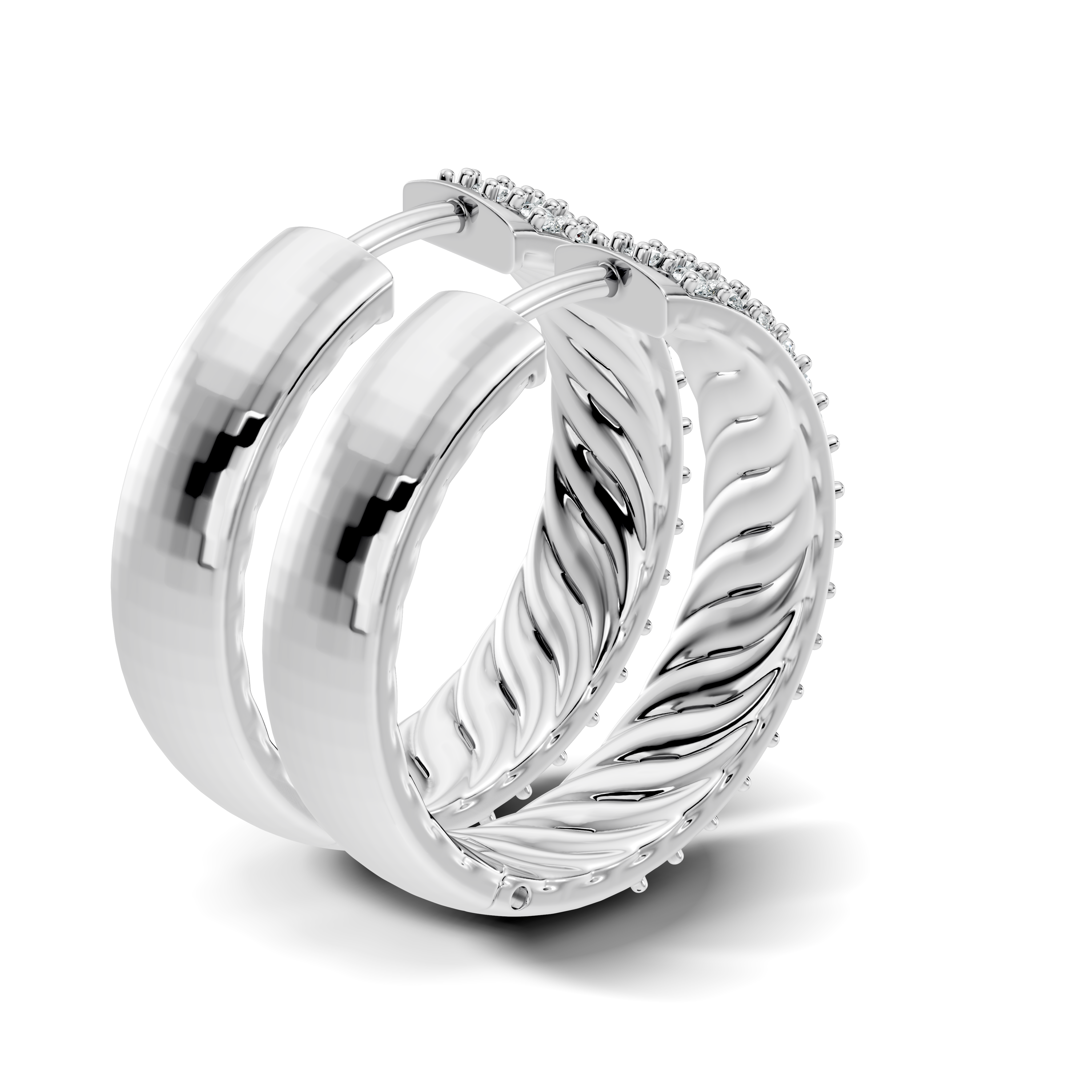 Gold Round Pave Hoop Lab Grown Diamond Belor Earring