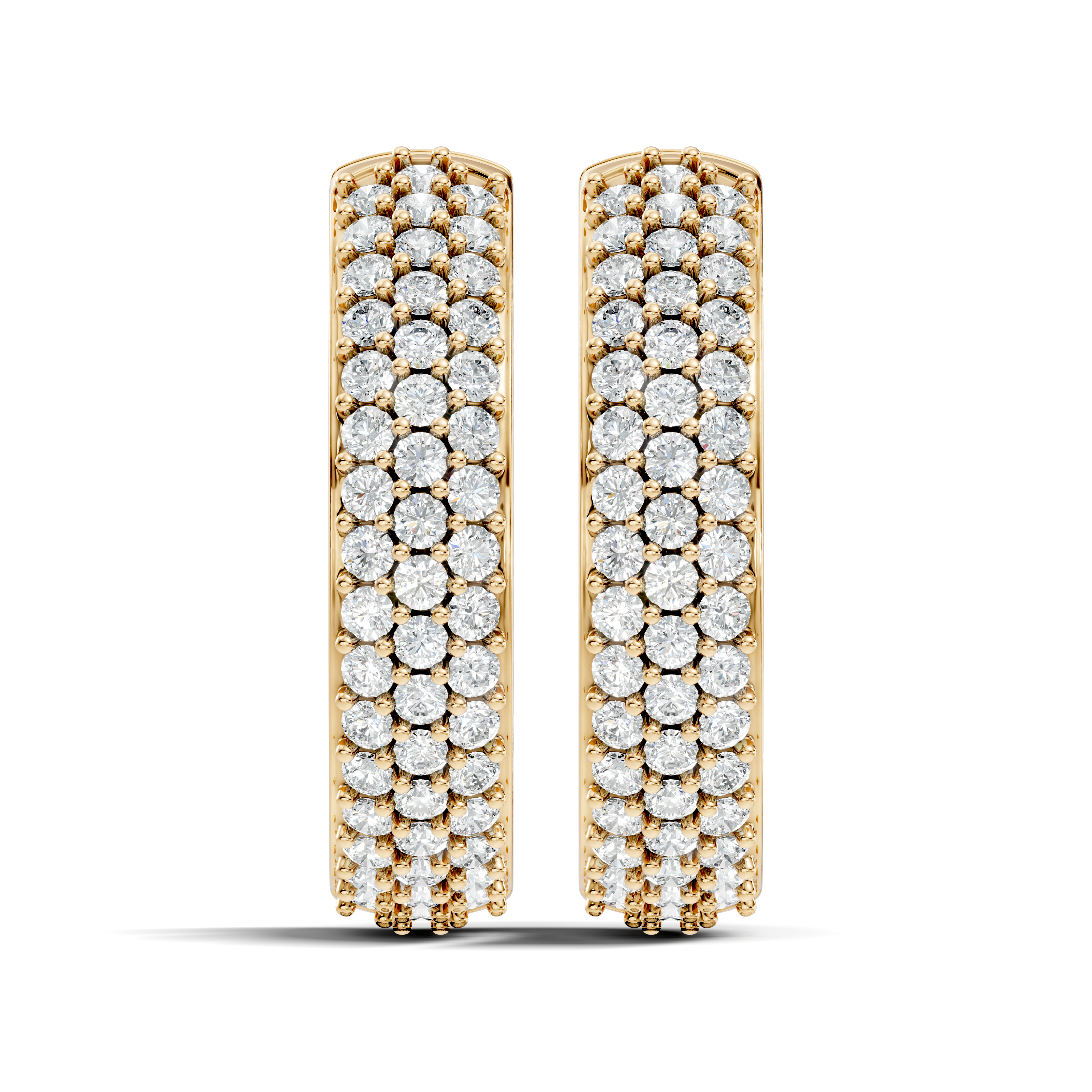 Gold Round Pave Hoop Lab Grown Diamond Belor Earring