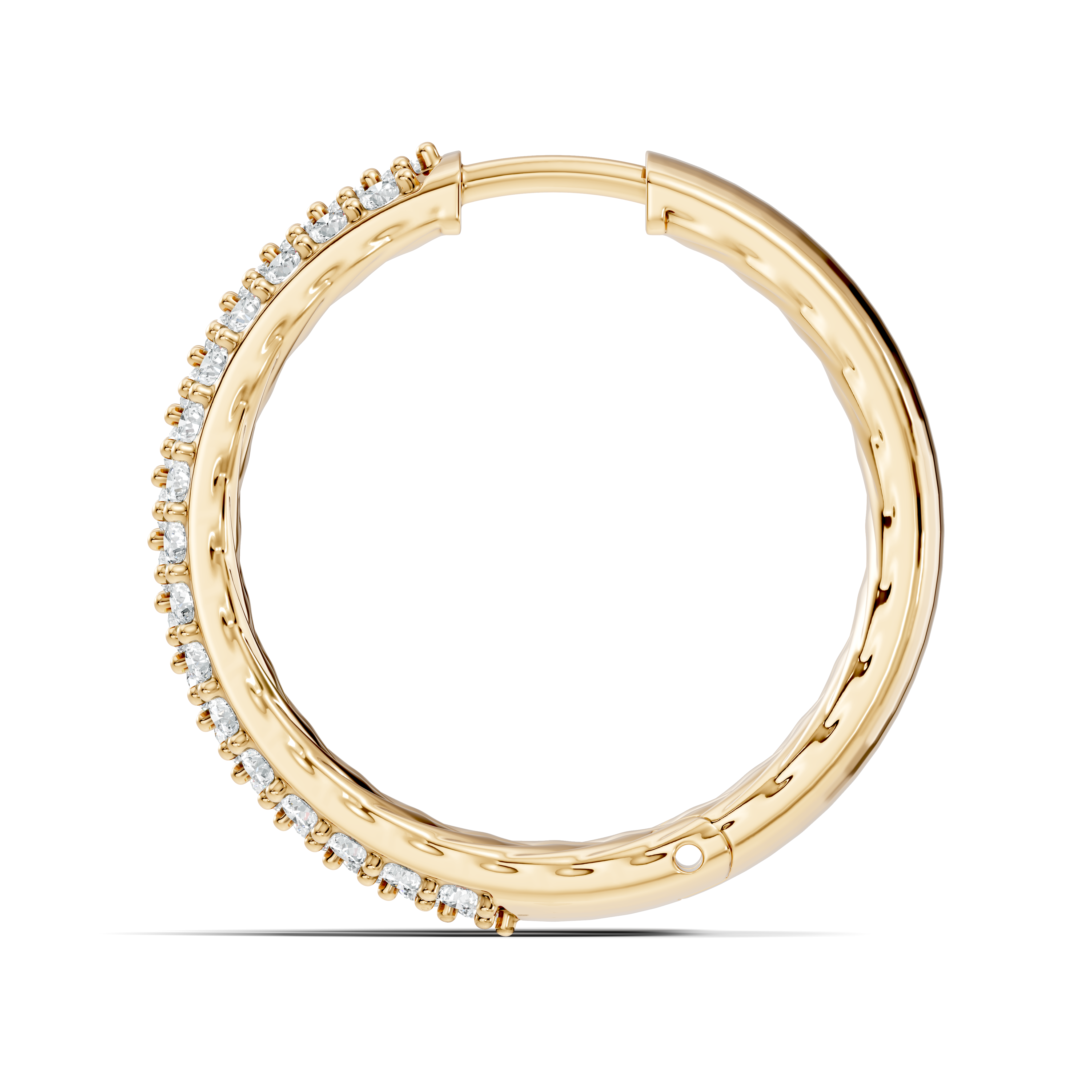 Gold Round Pave Hoop Lab Grown Diamond Belor Earring