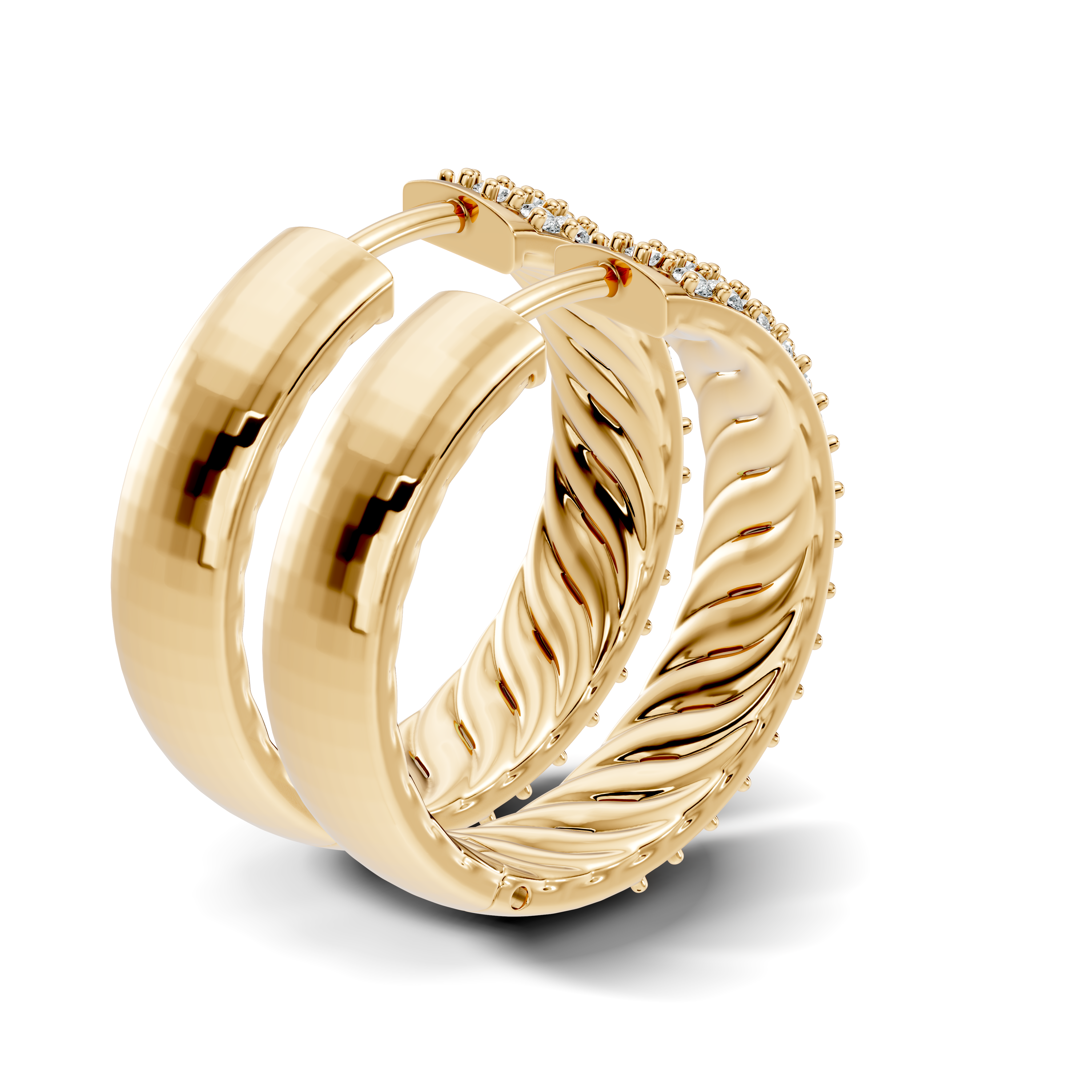 Gold Round Pave Hoop Lab Grown Diamond Belor Earring