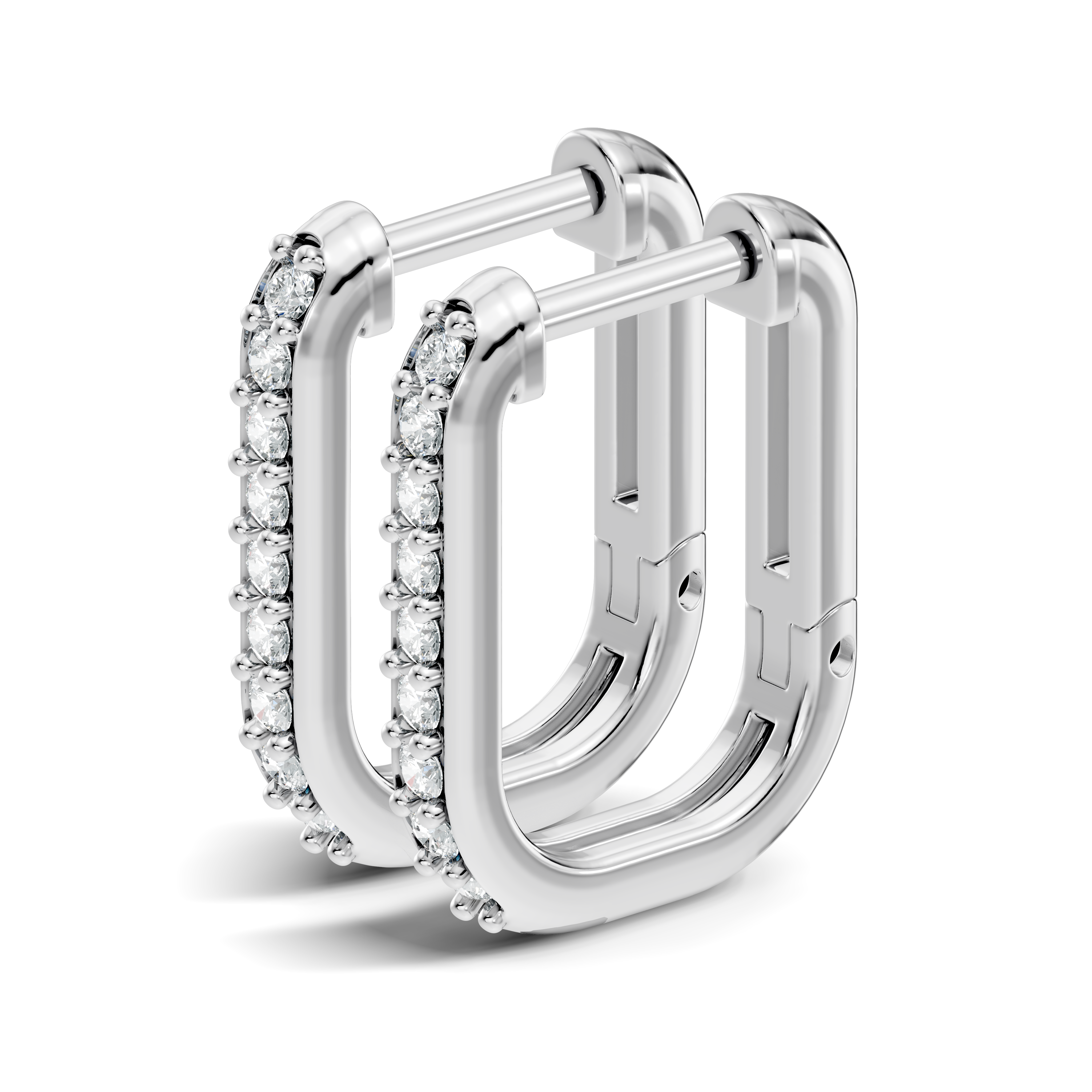 Gold Round Pave Hoop Lab Grown Diamond Cyren Earring