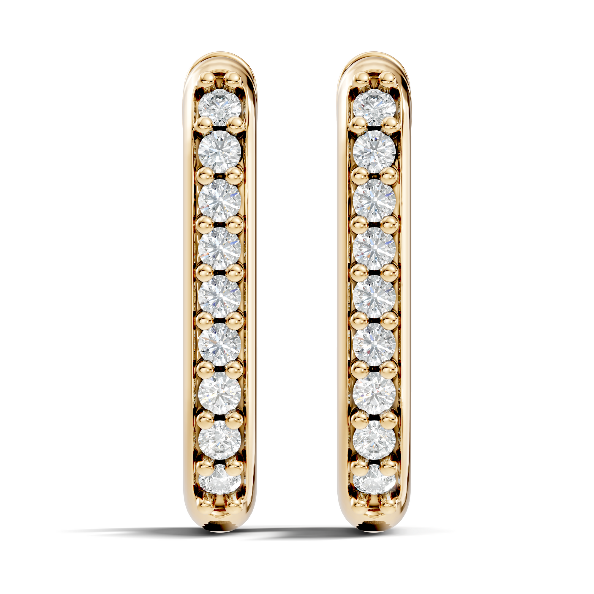 yellow lab grown hoop earrings with embedded diamond 