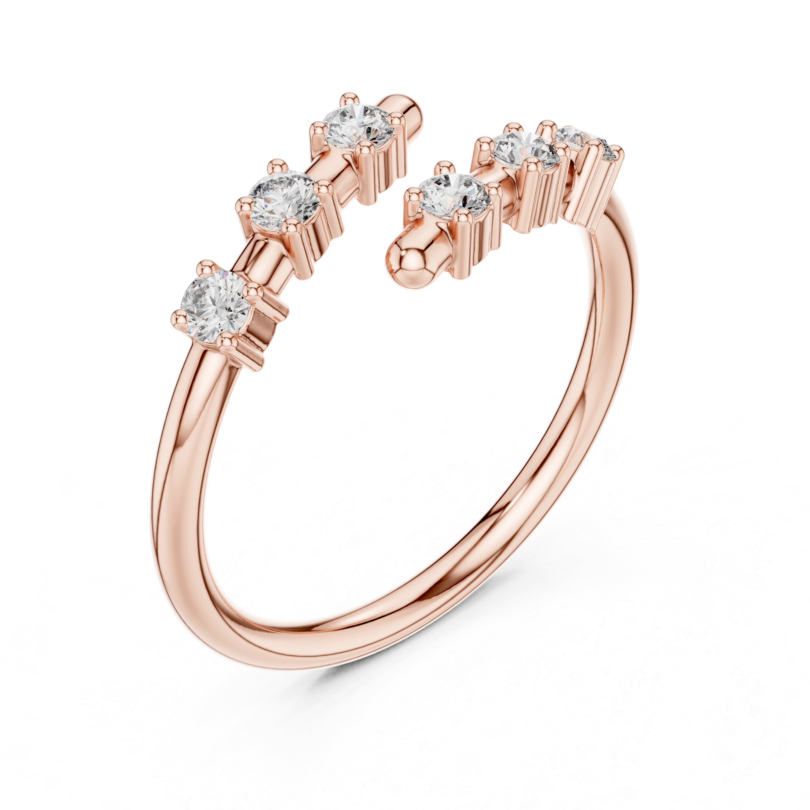 Gold Open Band Multi Stone Setting Round Lab Grown Diamond Lumix Ring