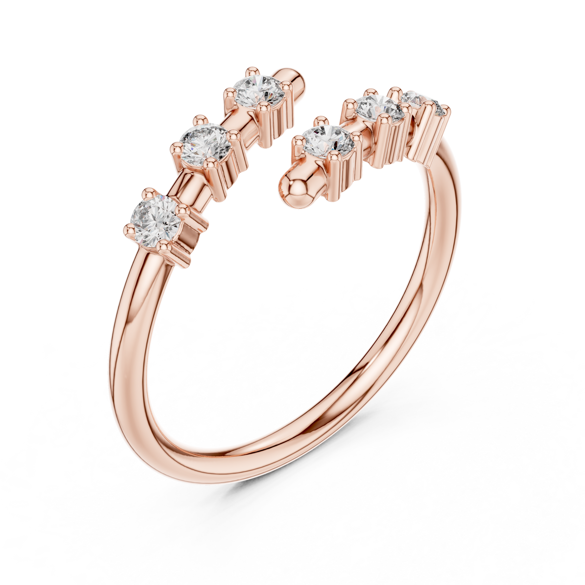 Gold Open Band Multi Stone Setting Round Lab Grown Diamond Lumix Ring