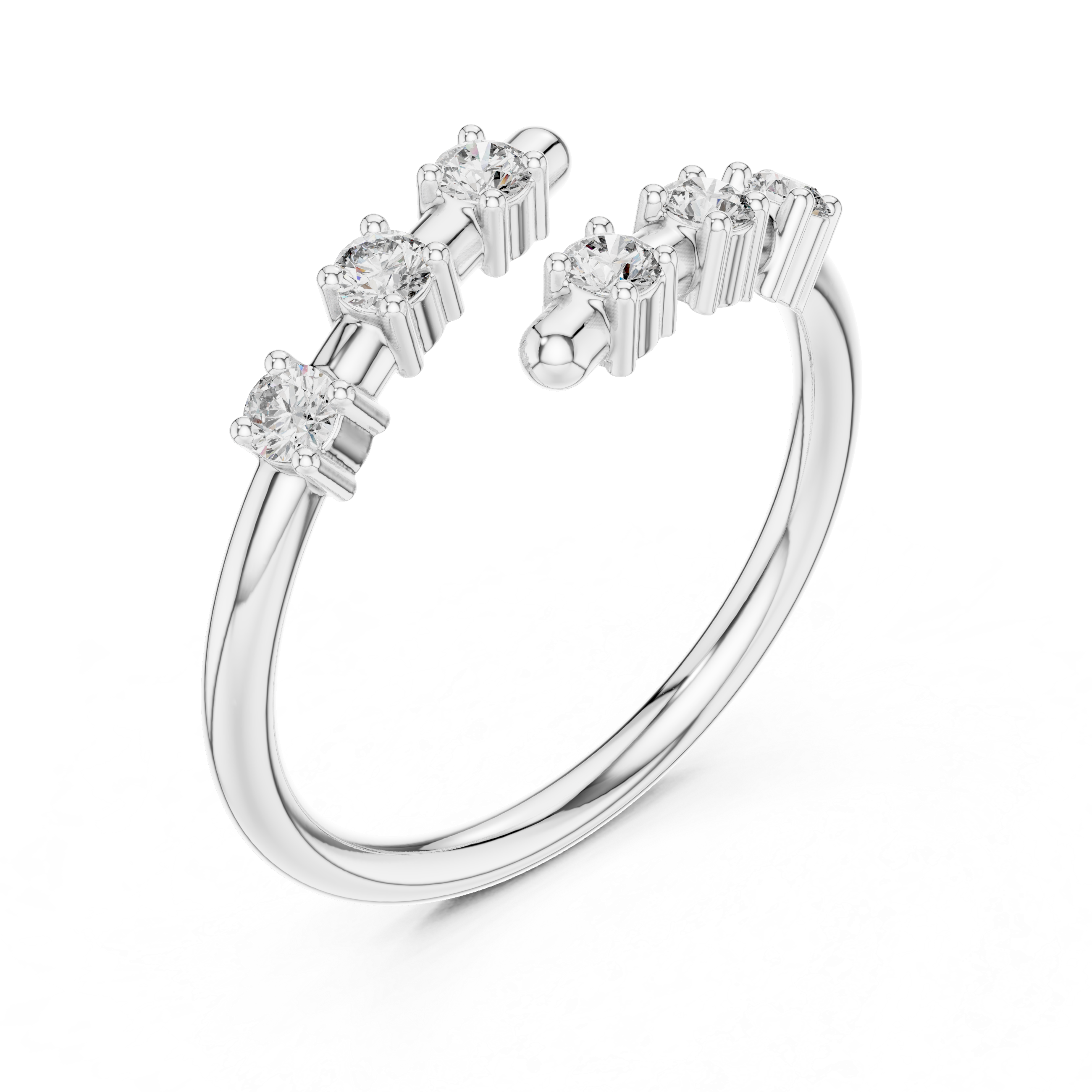 Gold Open Band Multi Stone Setting Round Lab Grown Diamond Lumix Ring