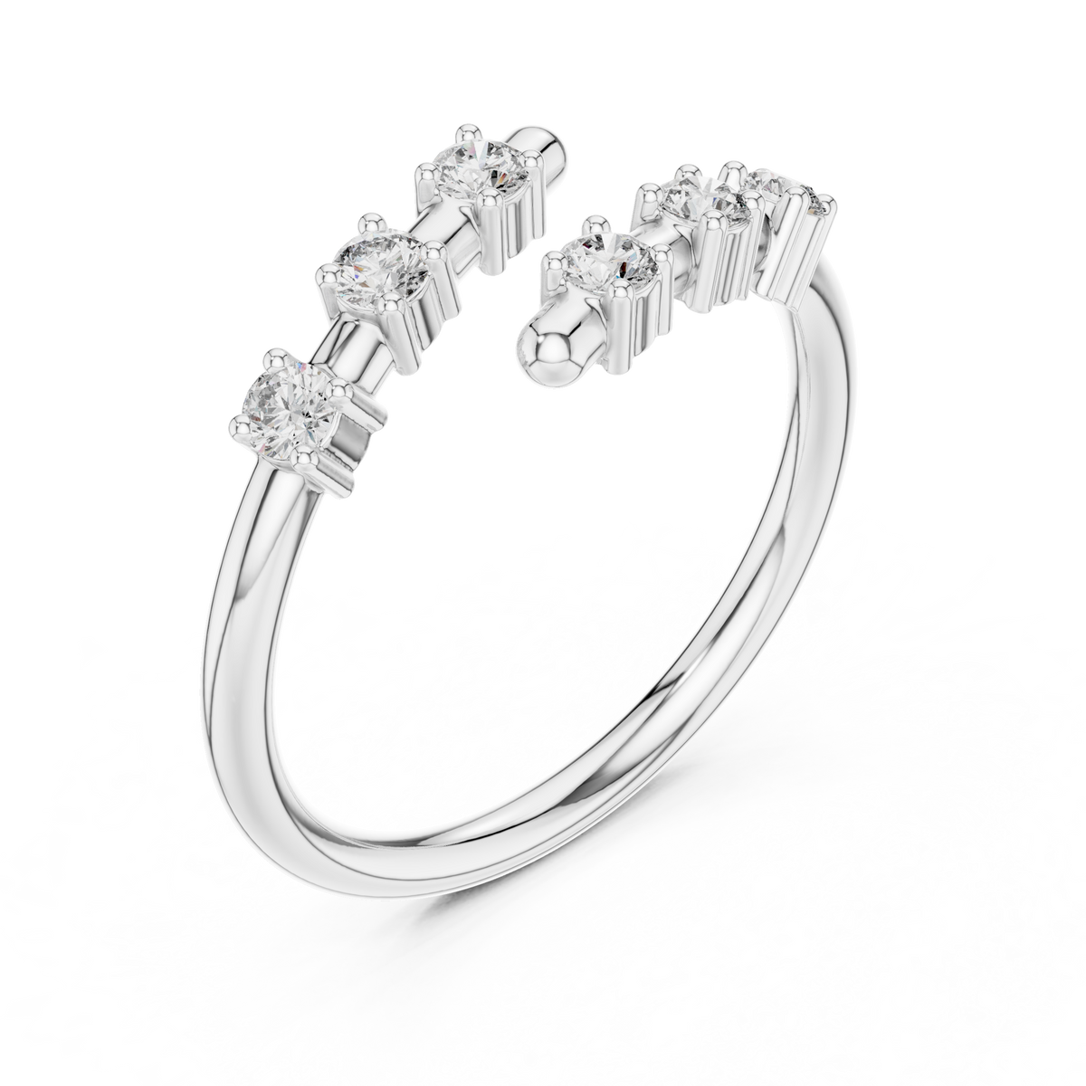 Gold Open Band Multi Stone Setting Round Lab Grown Diamond Lumix Ring