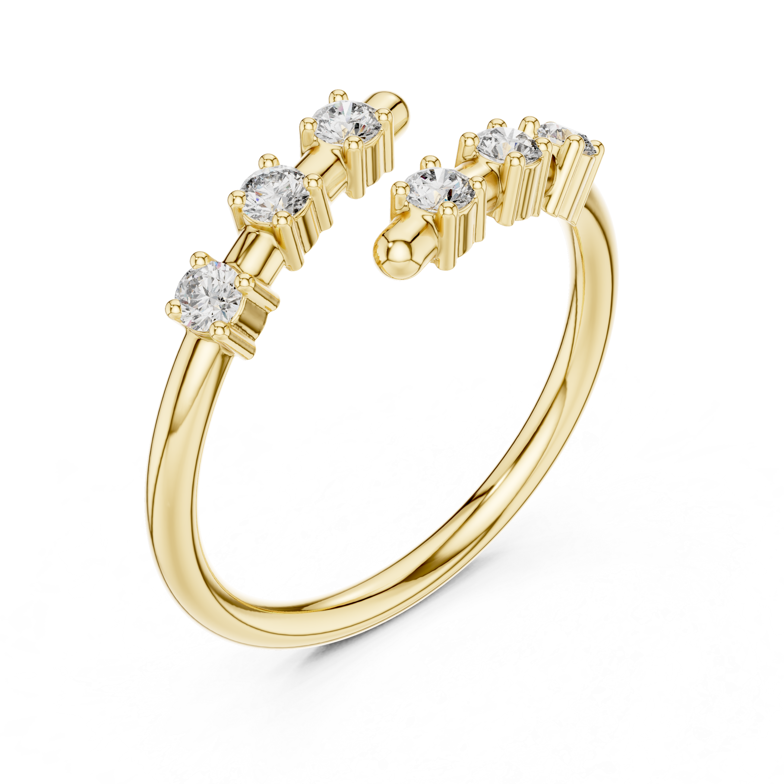 Gold Open Band Multi Stone Setting Round Lab Grown Diamond Lumix Ring