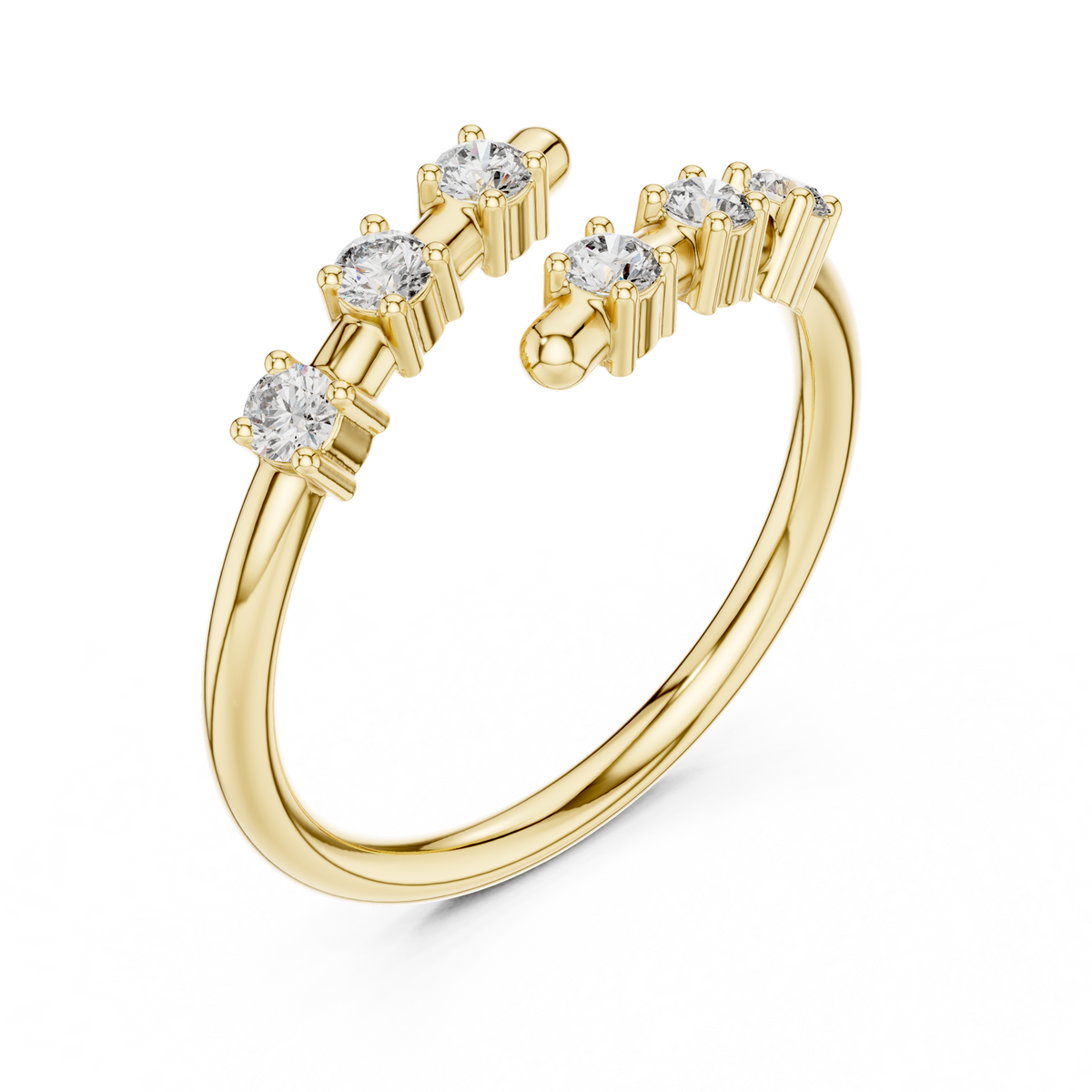 Gold Open Band Multi Stone Setting Round Lab Grown Diamond Lumix Ring