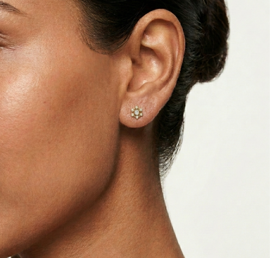 Asterix Studs Round Lab Grown Diamond Spoke Hub Cluster