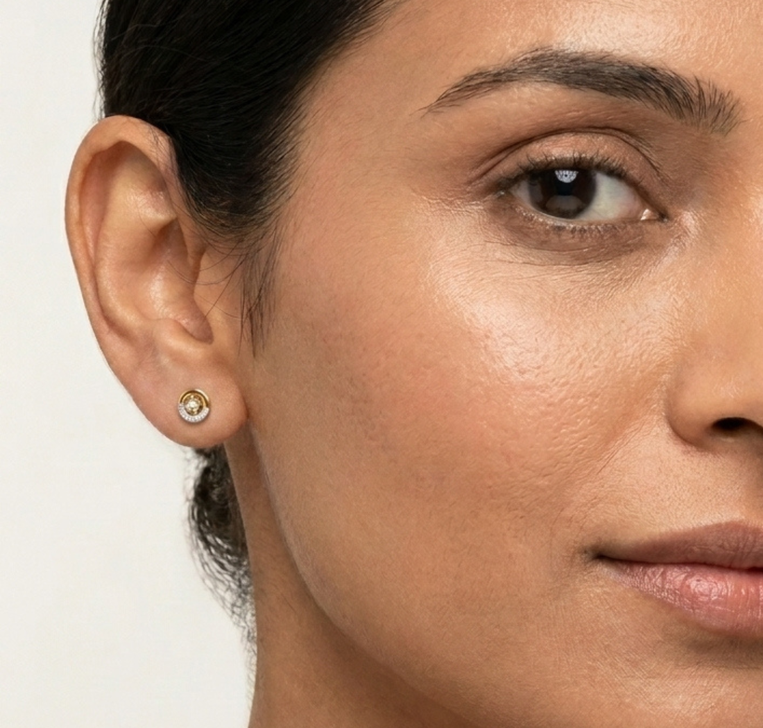 Halo Orbit Studs Round Lab Grown Diamond Concentric Pave Halo