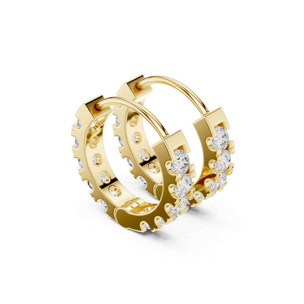 Gold 1Ct Channel Cluster Round Lab Grown Diamond Orvex Earring