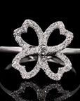 Heartfelt Luck: Two-Toned Four Leaf Clover Diamond Ring