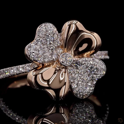 Dazzling Bloom: Two-Toned Diamond Flower Ring