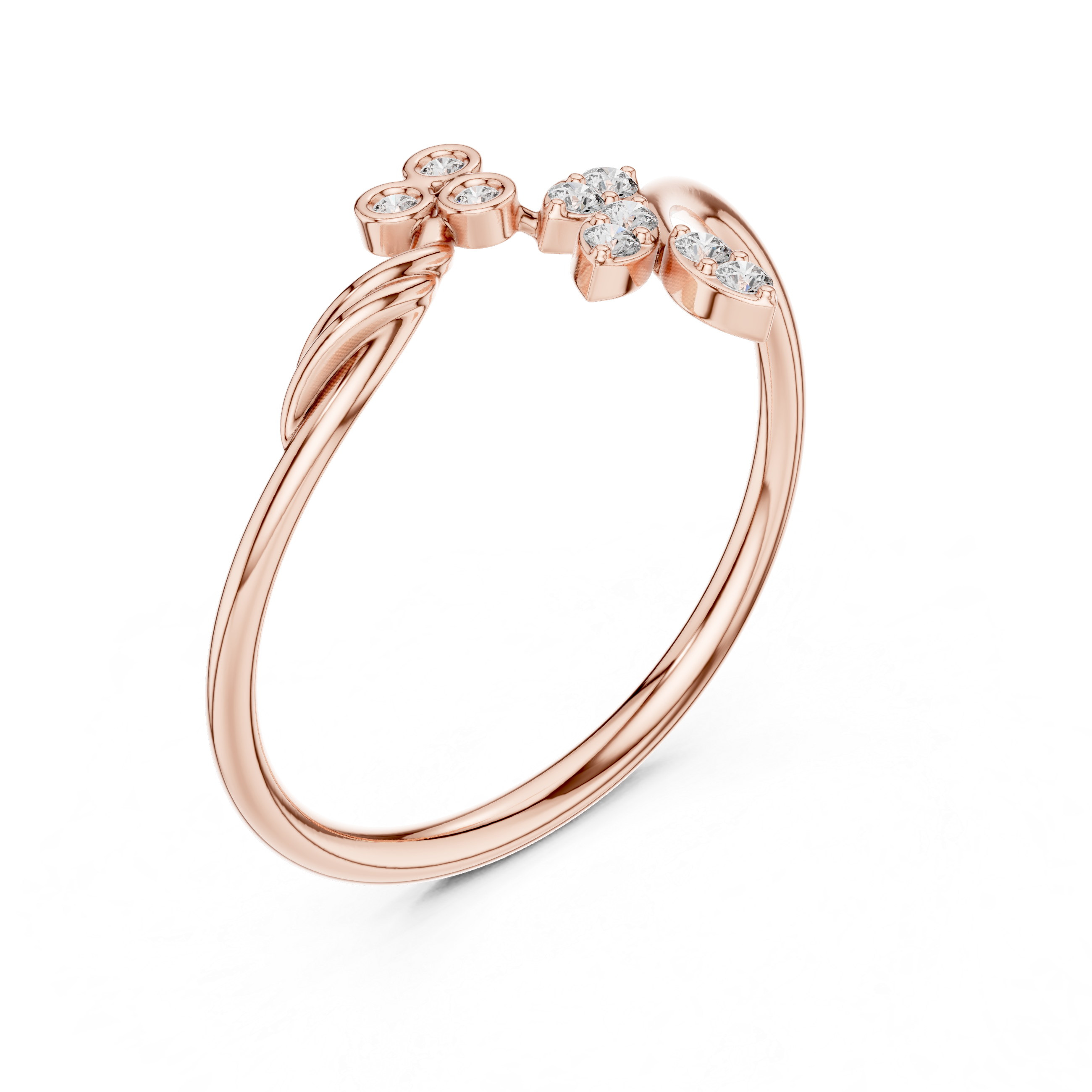 Gold Petal Setting Round Lab Grown Diamond Ravyn Ring