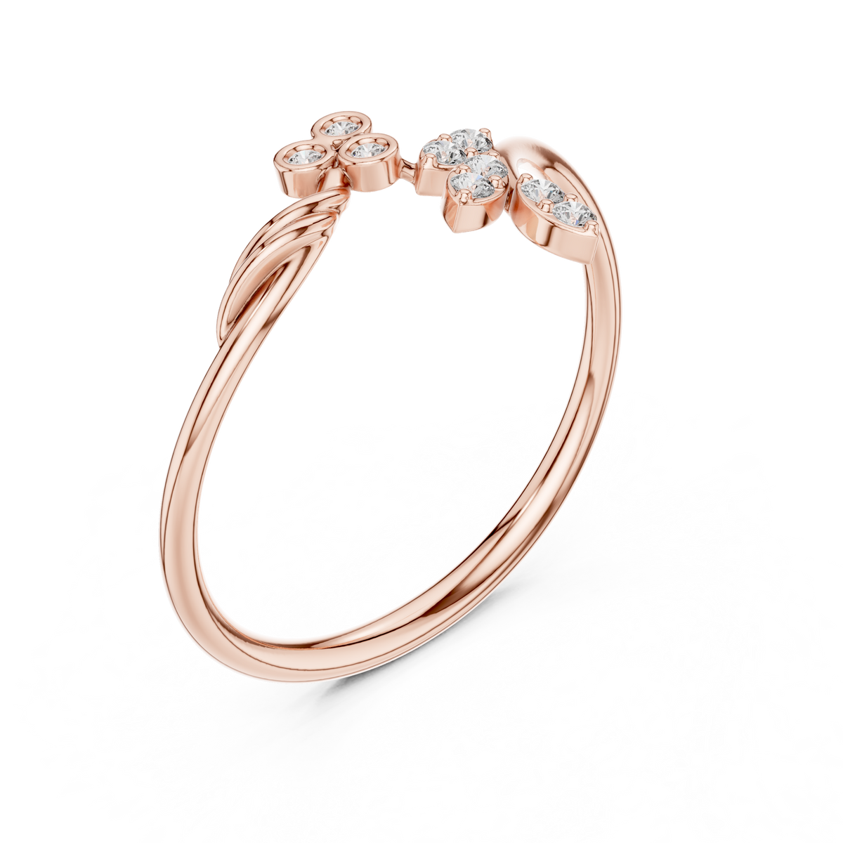 Gold Petal Setting Round Lab Grown Diamond Ravyn Ring