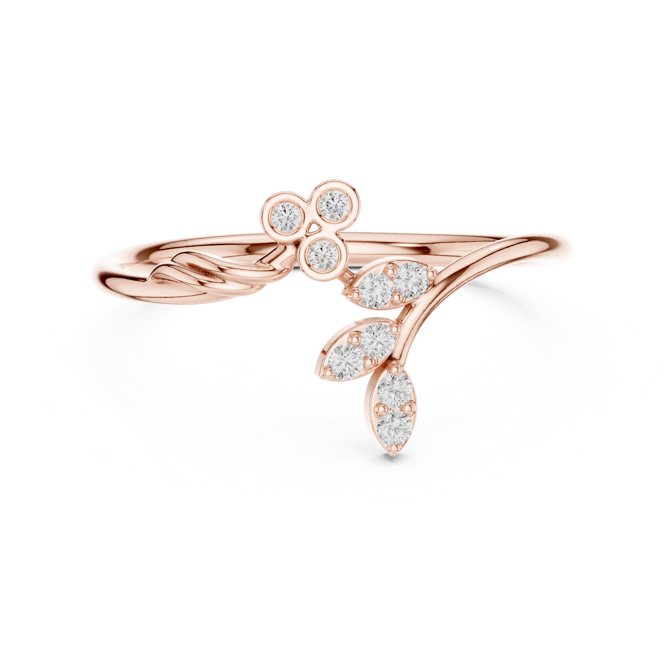 Gold Petal Setting Round Lab Grown Diamond Ravyn Ring